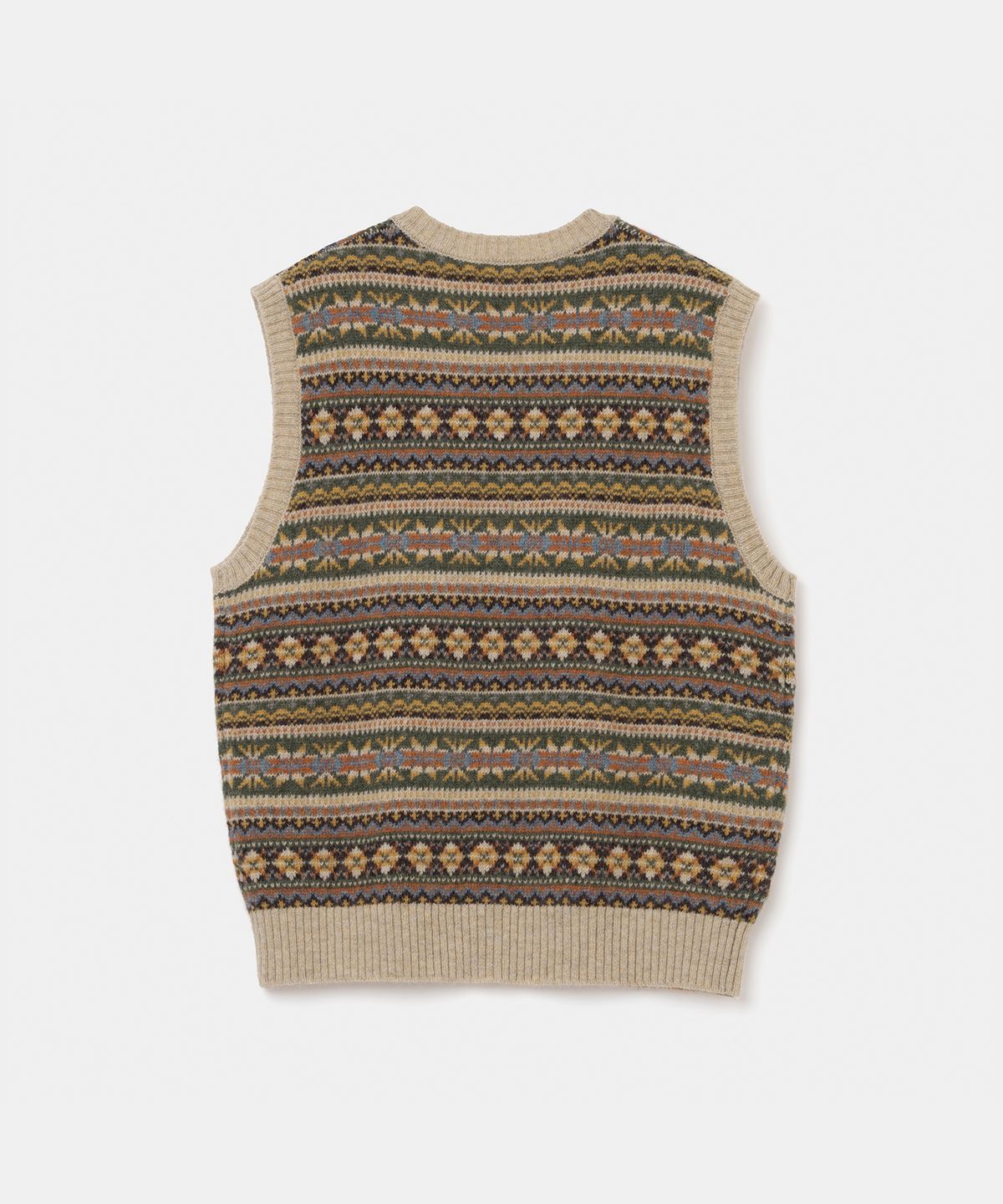 유니폼브릿지(UNIFORM BRIDGE) fair isle knit vest beige