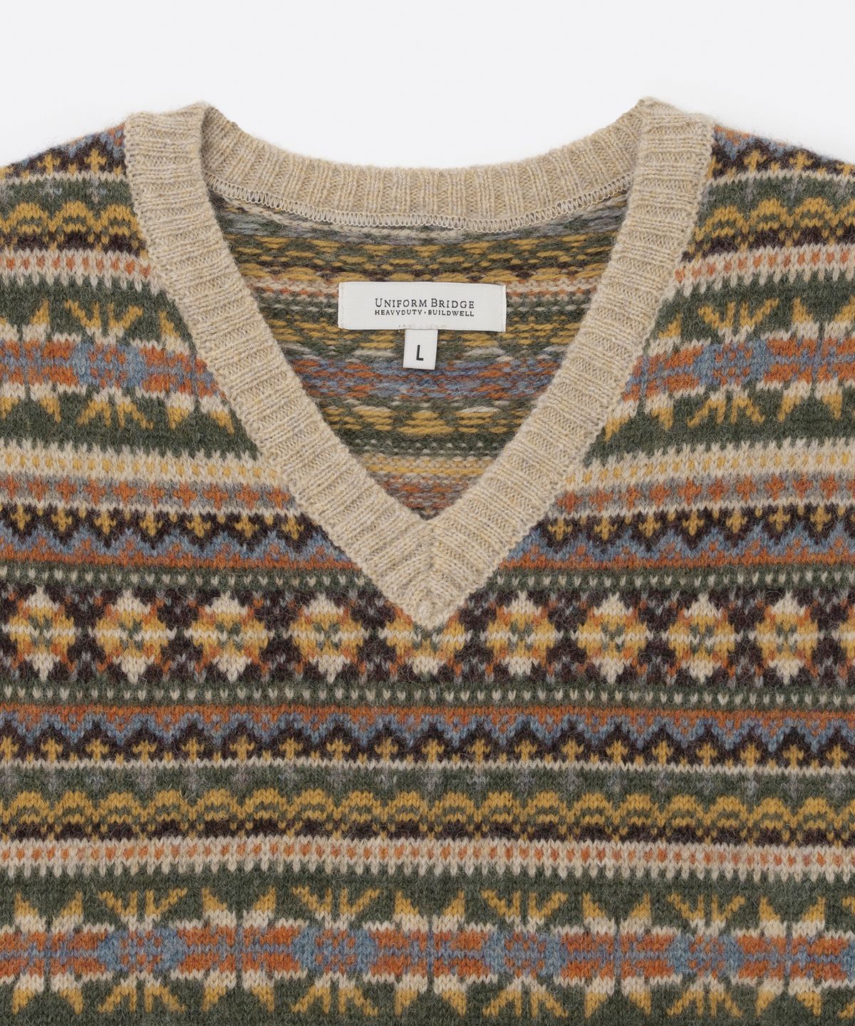 유니폼브릿지(UNIFORM BRIDGE) fair isle knit vest beige