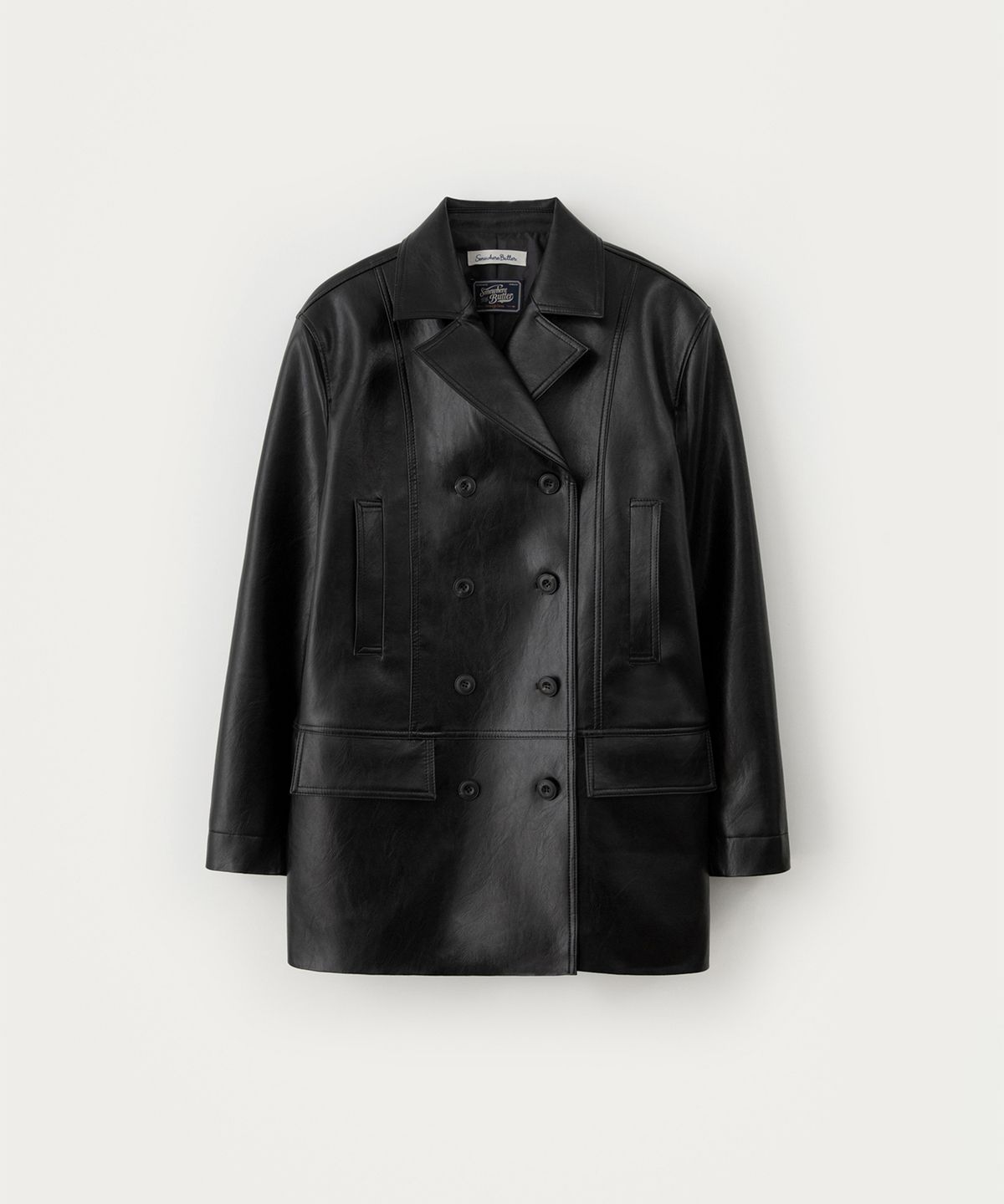 썸웨어버터(SOMEWHEREBUTTER) Folt Leather Jacket - Black