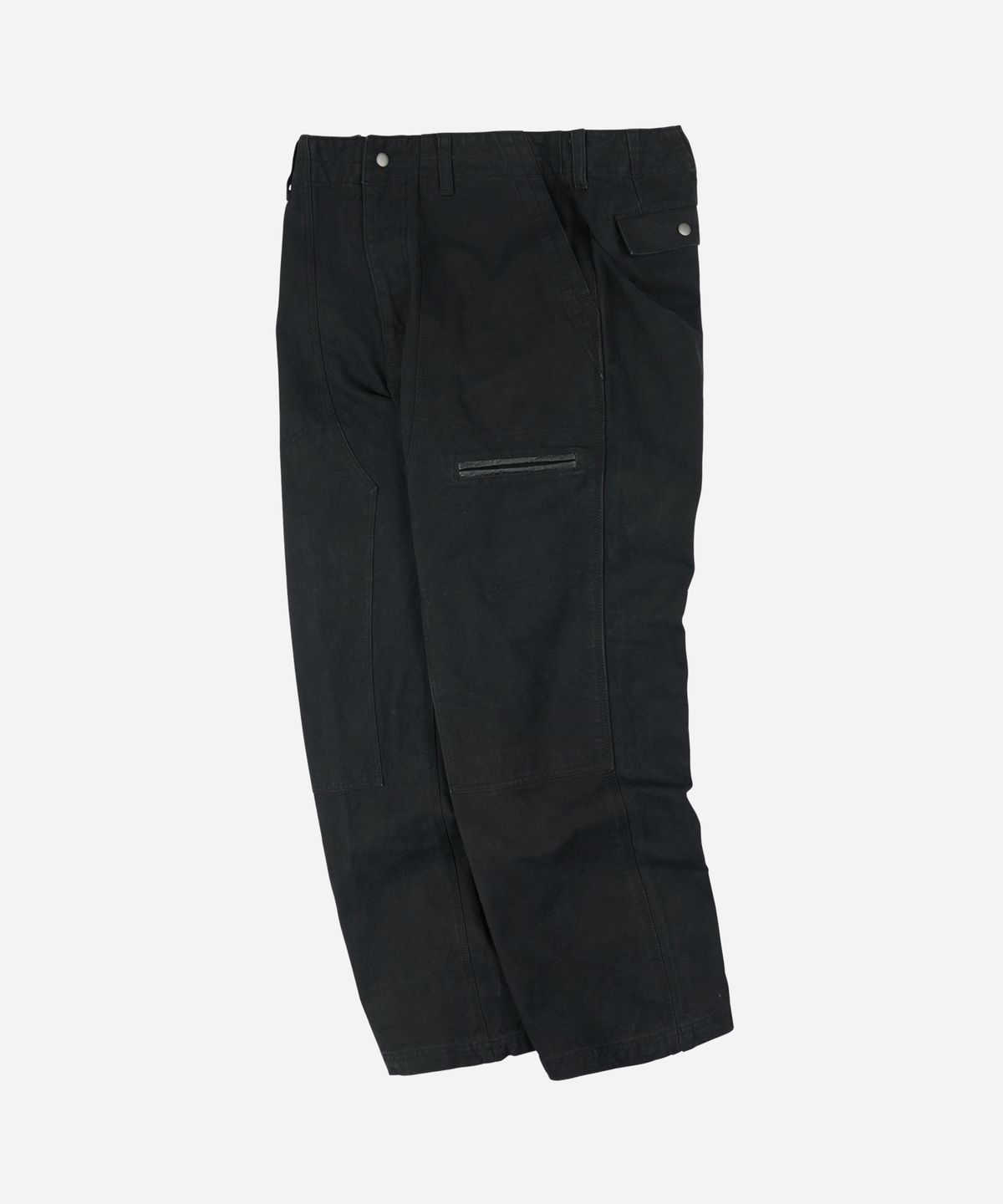 프리즘웍스(FRIZMWORKS) HEAVY CANVAS DESTROYED DOUBLE KNEE PANTS _ BLACK