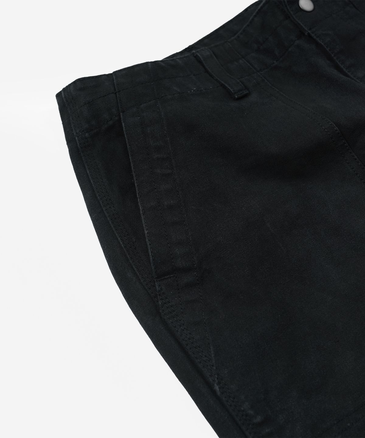 프리즘웍스(FRIZMWORKS) HEAVY CANVAS DESTROYED DOUBLE KNEE PANTS _ BLACK