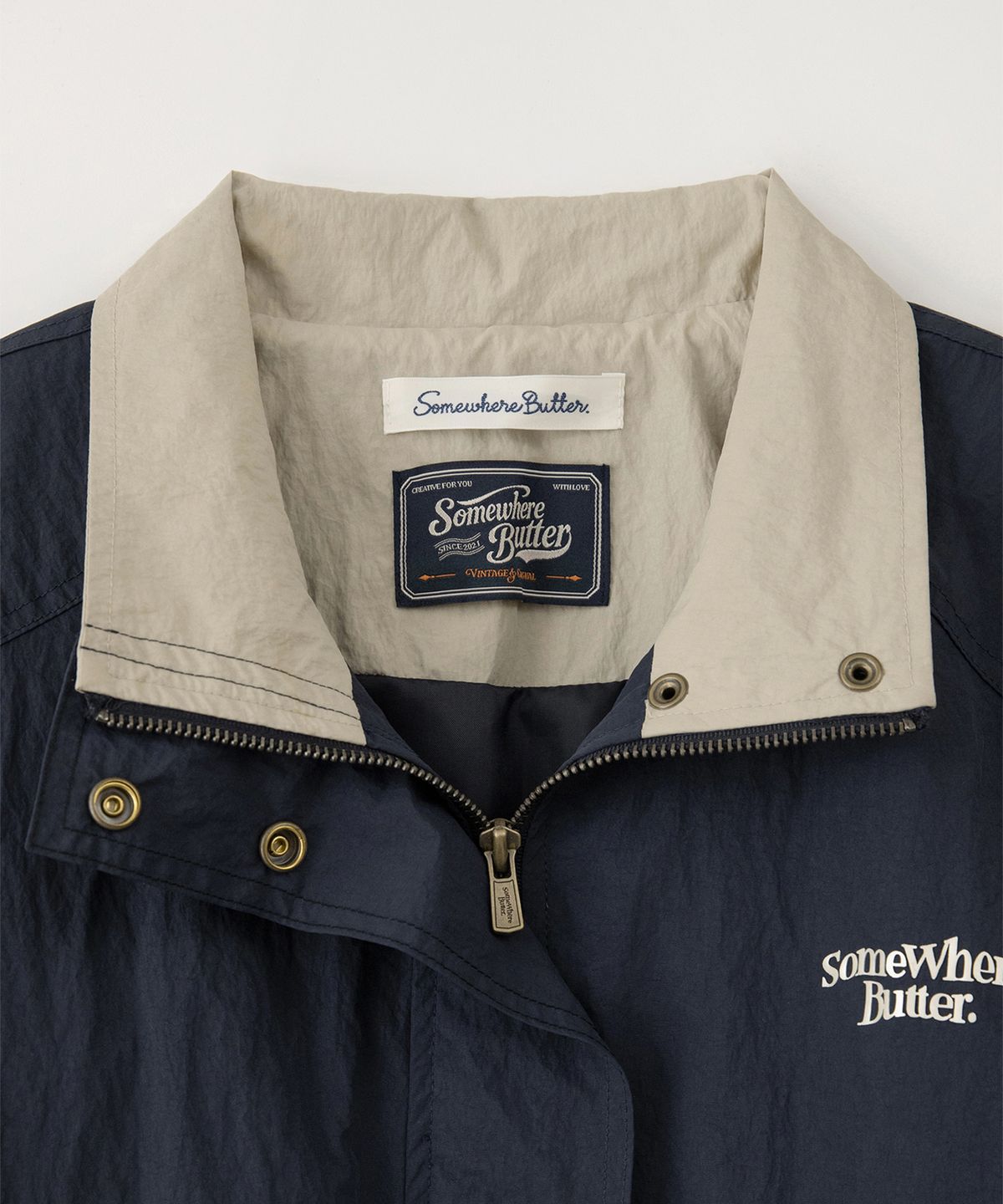 썸웨어버터(SOMEWHEREBUTTER) Vintage Wind Blouson - Navy
