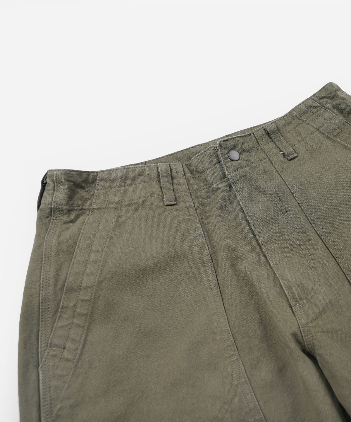 프리즘웍스(FRIZMWORKS) HEAVY CANVAS DESTROYED DOUBLE KNEE PANTS _ OLIVE