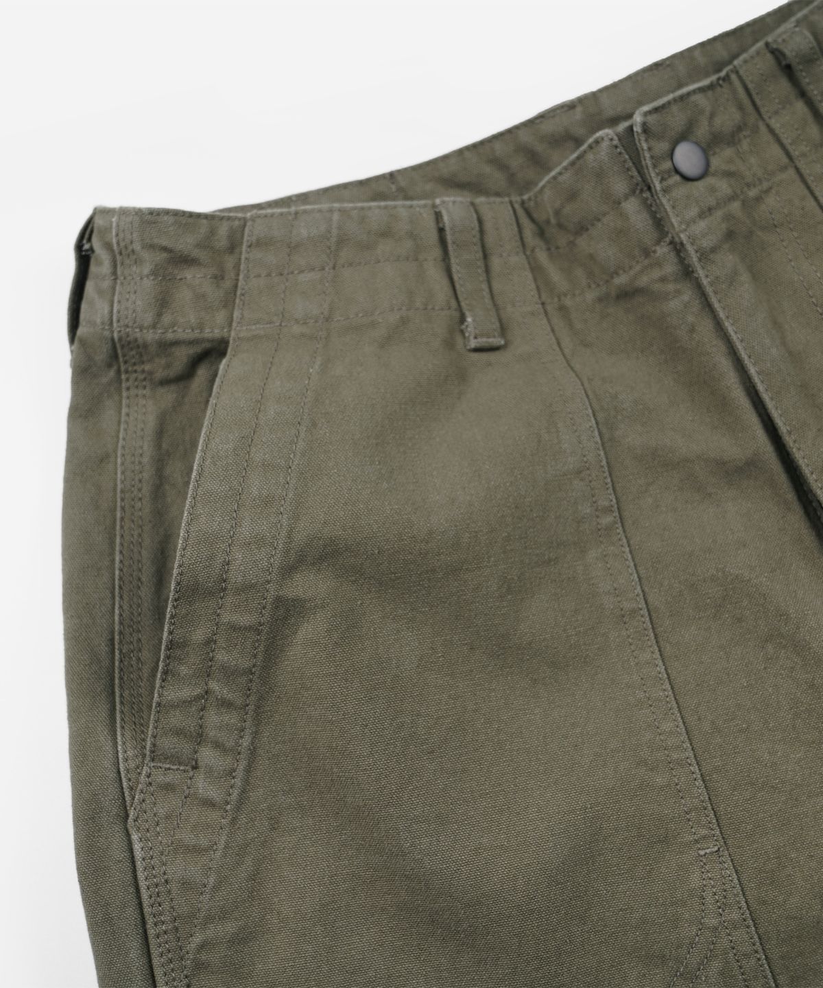 프리즘웍스(FRIZMWORKS) HEAVY CANVAS DESTROYED DOUBLE KNEE PANTS _ OLIVE