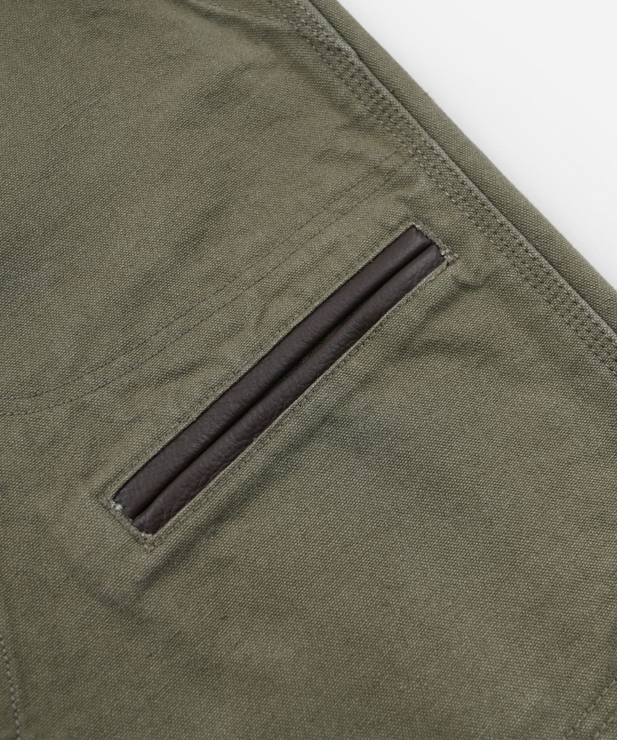 프리즘웍스(FRIZMWORKS) HEAVY CANVAS DESTROYED DOUBLE KNEE PANTS _ OLIVE
