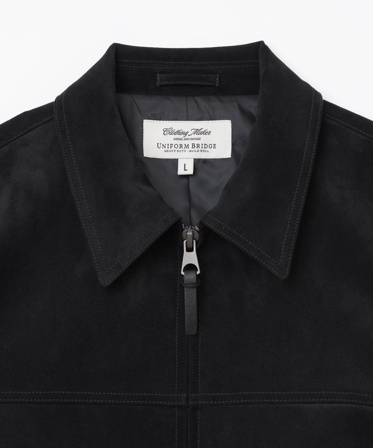 유니폼브릿지(UNIFORM BRIDGE) faux suede zip-up jacket black