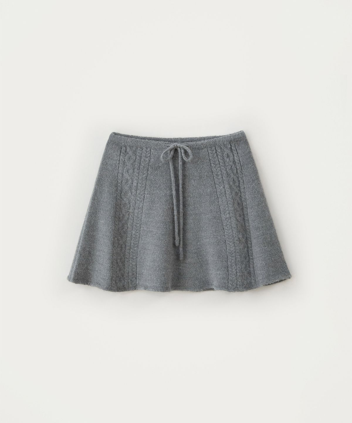 썸웨어버터(SOMEWHEREBUTTER) Alpaca Cable Mini Skirt - Grey