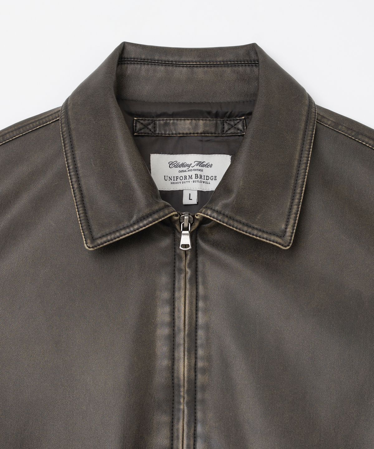 유니폼브릿지(UNIFORM BRIDGE) faux leather A-2 jacket brown