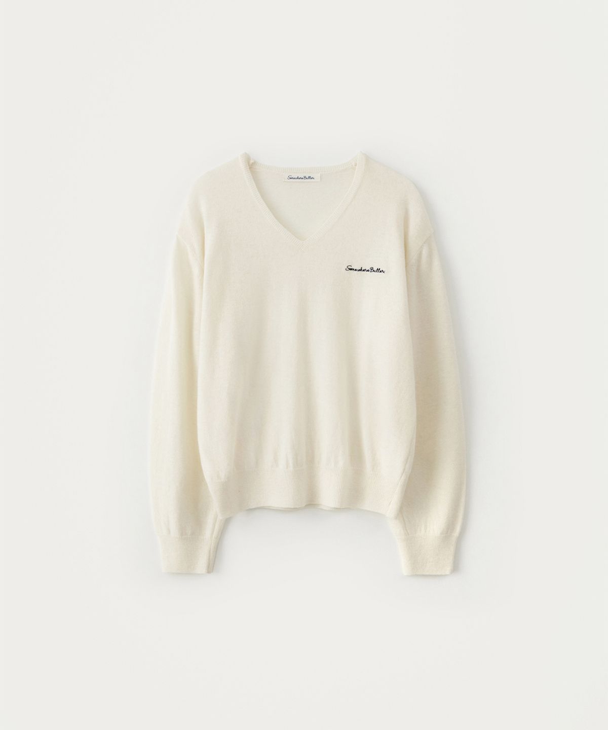 썸웨어버터(SOMEWHEREBUTTER) Roe V-Neck Knit - Ivory