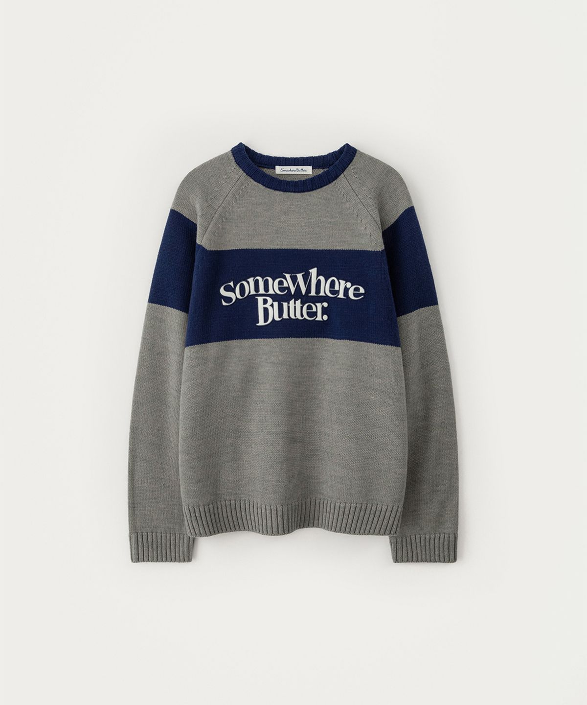 썸웨어버터(SOMEWHEREBUTTER) Casual Wave Logo Knit - Grey