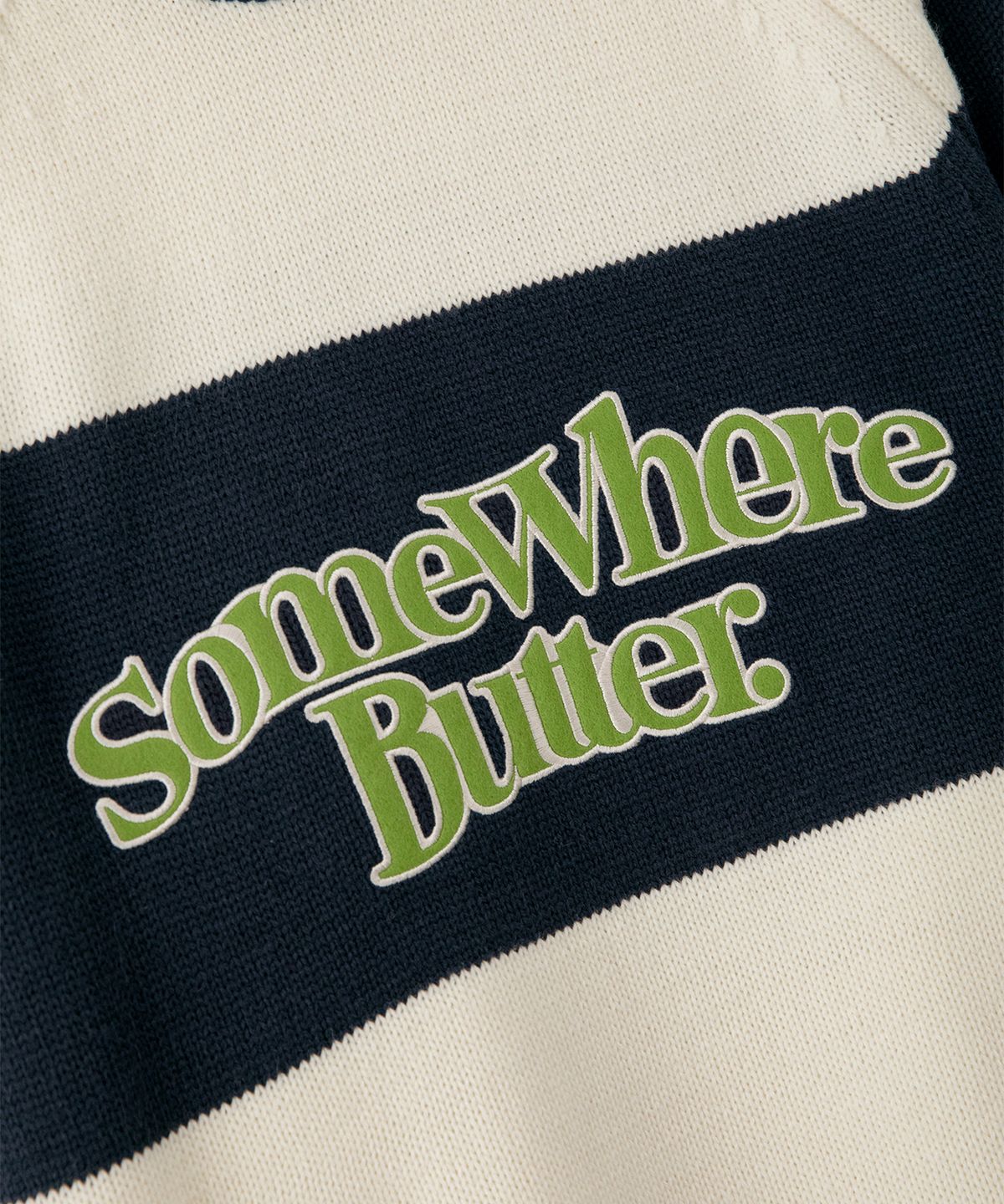 썸웨어버터(SOMEWHEREBUTTER) Casual Wave Logo Knit - Ivory