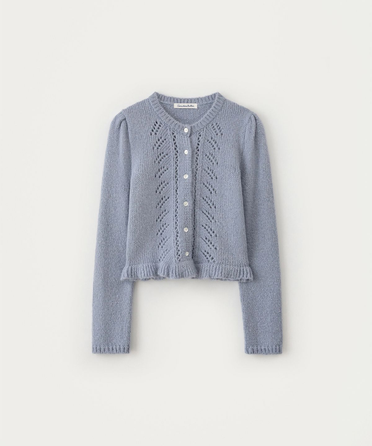 썸웨어버터(SOMEWHEREBUTTER) Blush Frill Cardigan Set - Light Blue