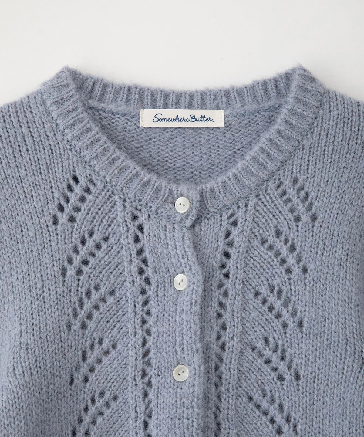 썸웨어버터(SOMEWHEREBUTTER) Blush Frill Cardigan Set - Light Blue