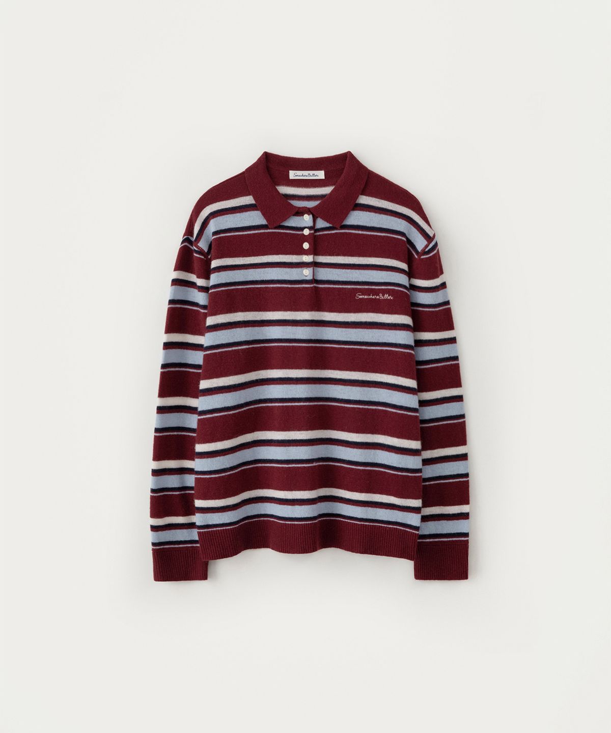 썸웨어버터(SOMEWHEREBUTTER) Cope Stripe Knit - Burgundy