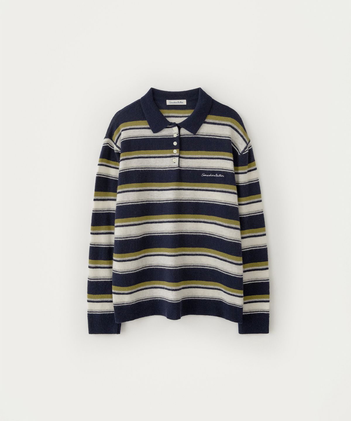 썸웨어버터(SOMEWHEREBUTTER) Cope Stripe Knit - Navy