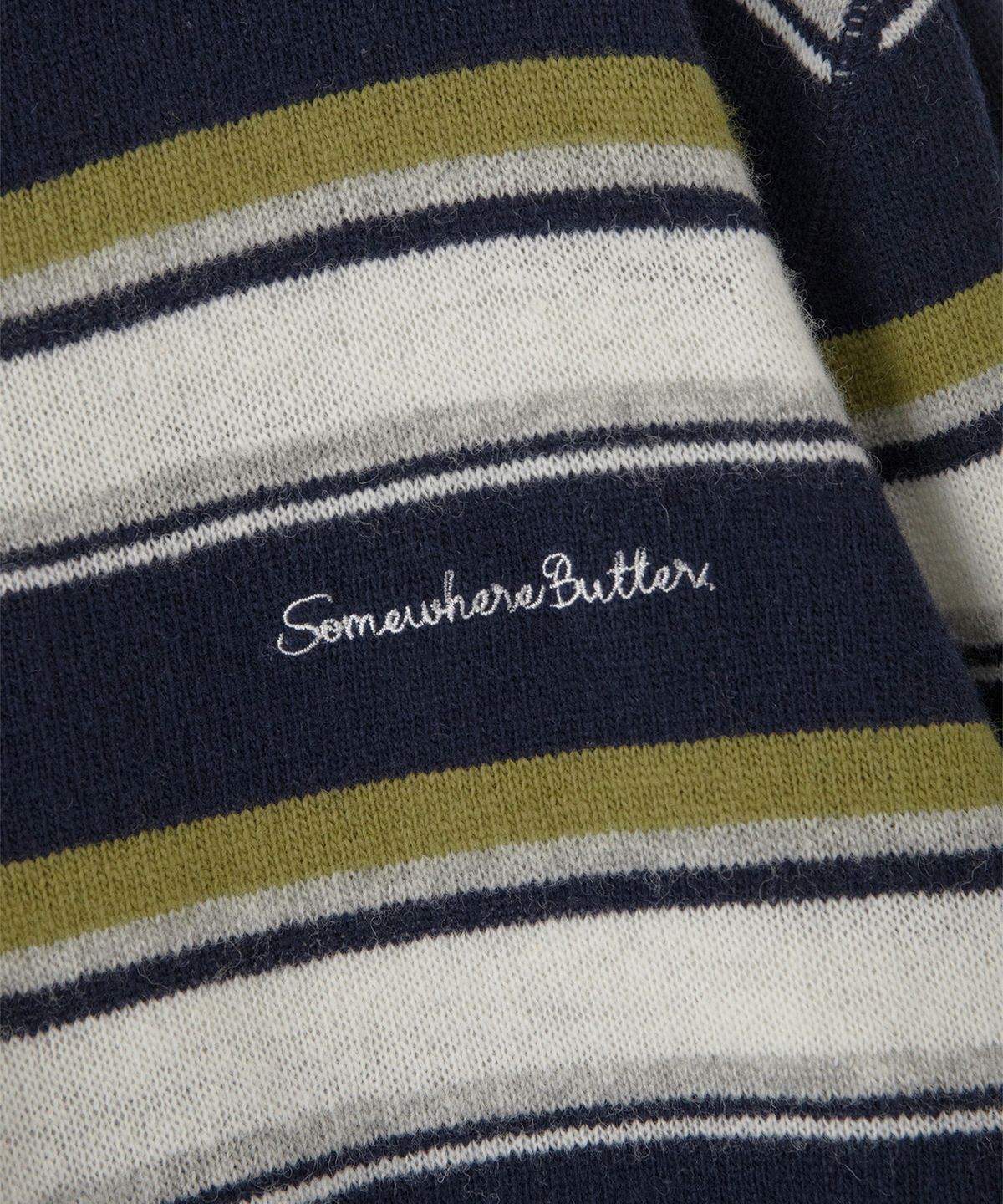 썸웨어버터(SOMEWHEREBUTTER) Cope Stripe Knit - Navy