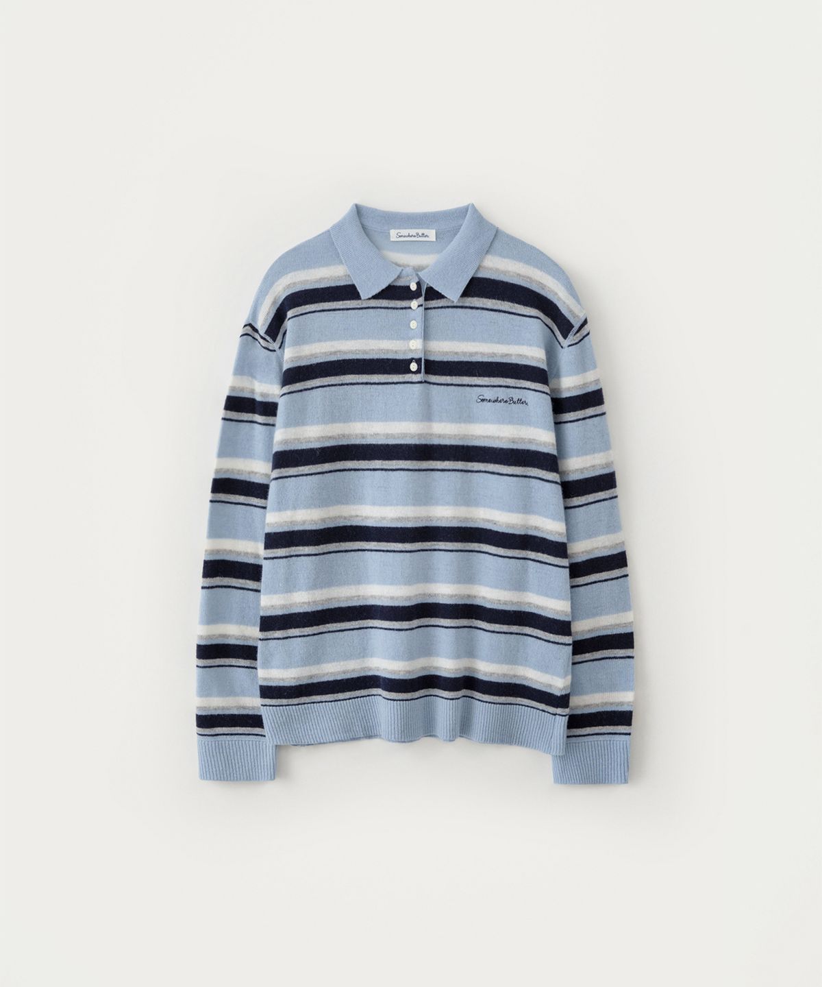 썸웨어버터(SOMEWHEREBUTTER) Cope Stripe Knit - Light Blue