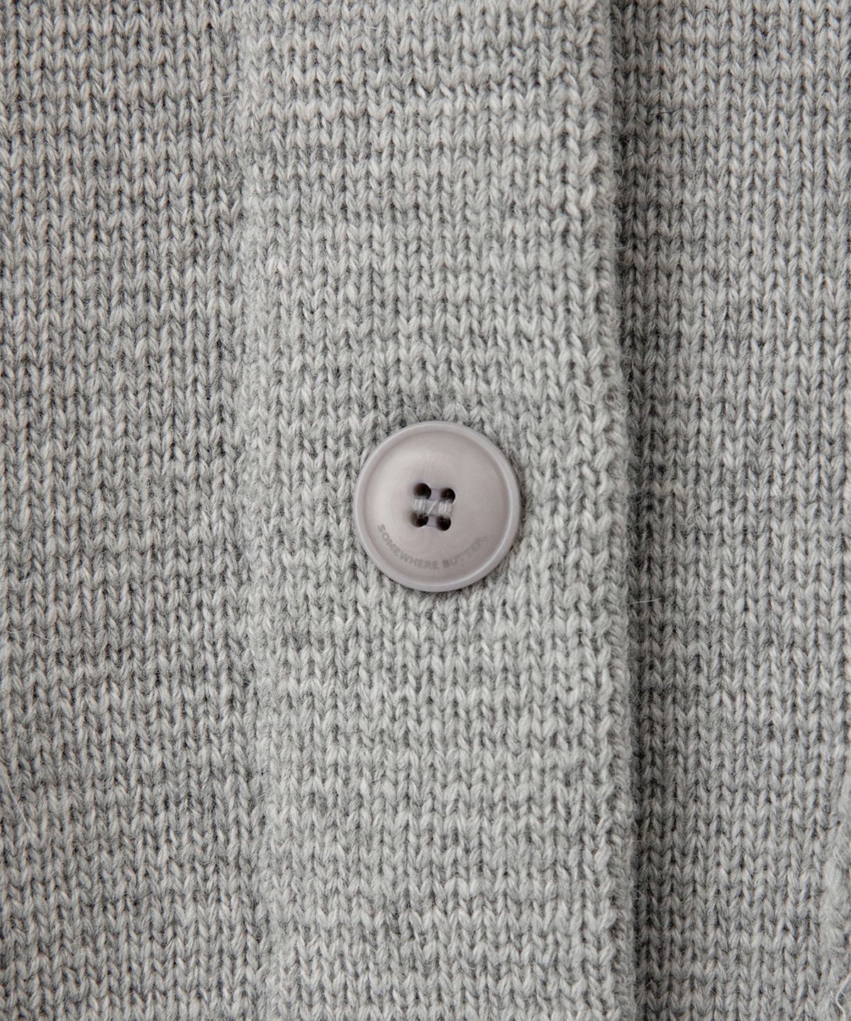 썸웨어버터(SOMEWHEREBUTTER) Stitch Logo Knit Wool Jacket - Grey