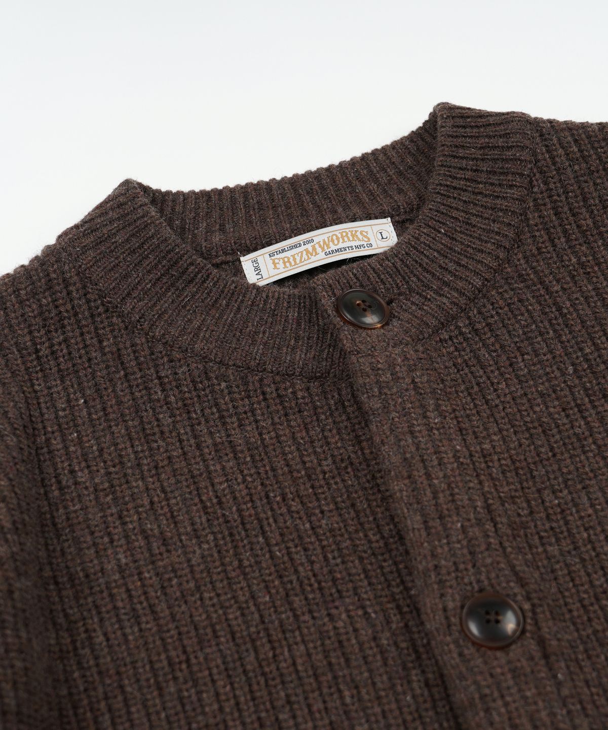 프리즘웍스(FRIZMWORKS) HEAVY WOOL ROUND CARDIGAN _ CHOCO BROWN