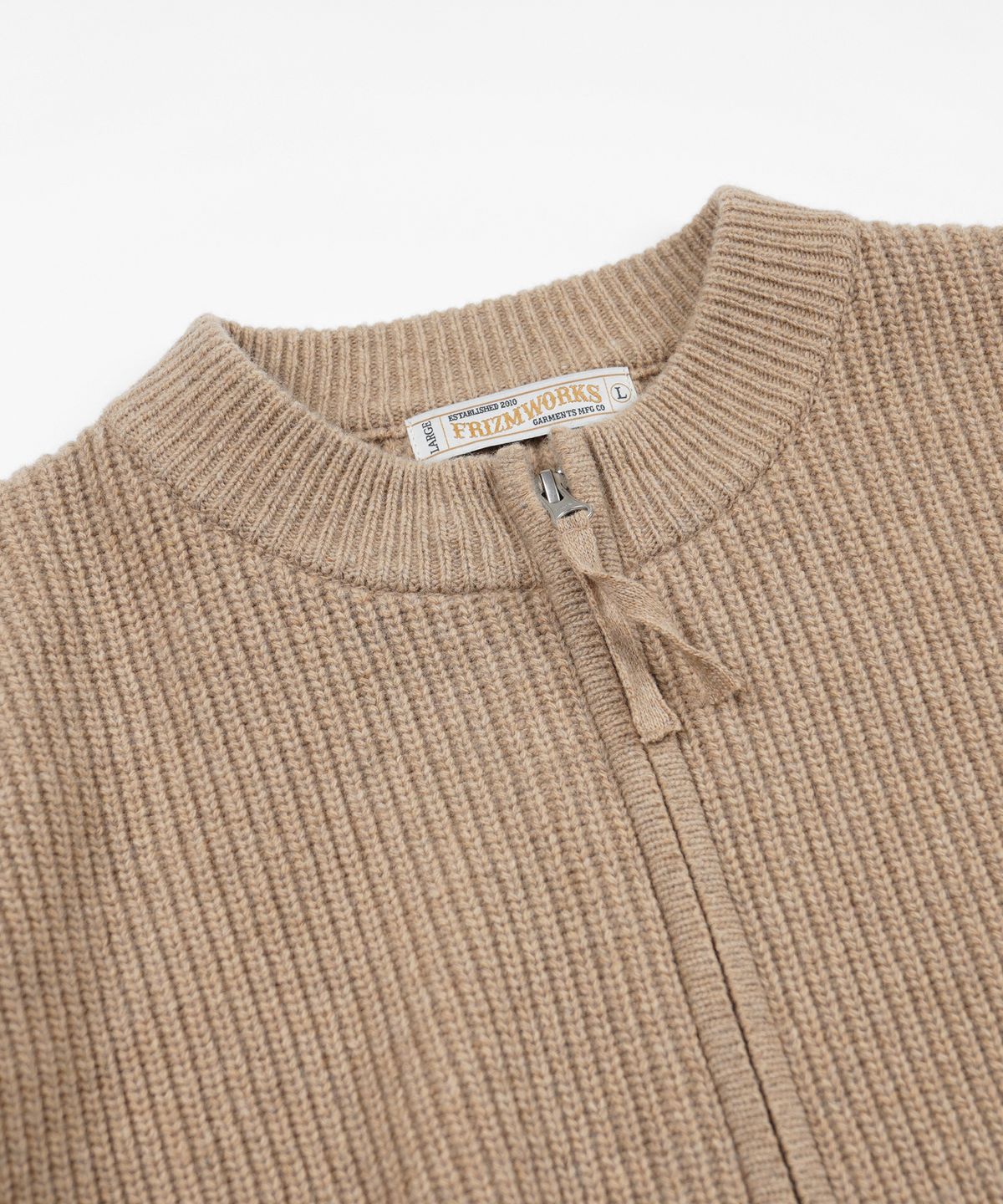 프리즘웍스(FRIZMWORKS) WOOL DECK ZIP UP CARDIGAN _ OATMEAL