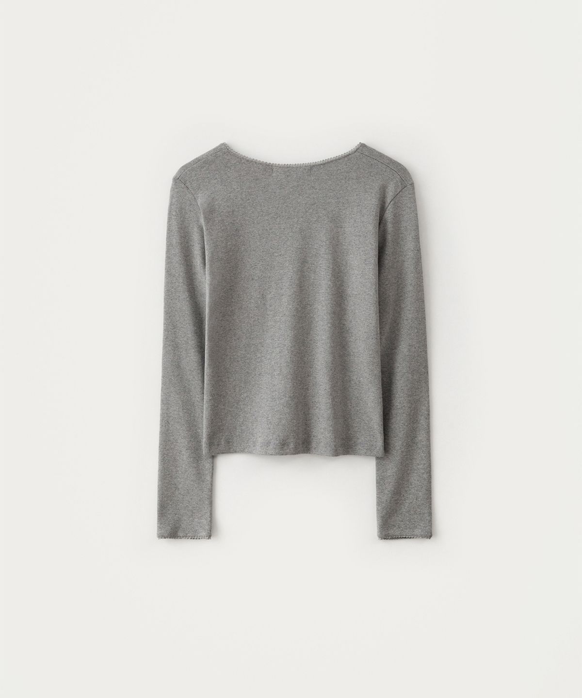 썸웨어버터(SOMEWHEREBUTTER) V-Neck Ribbon Top - Grey