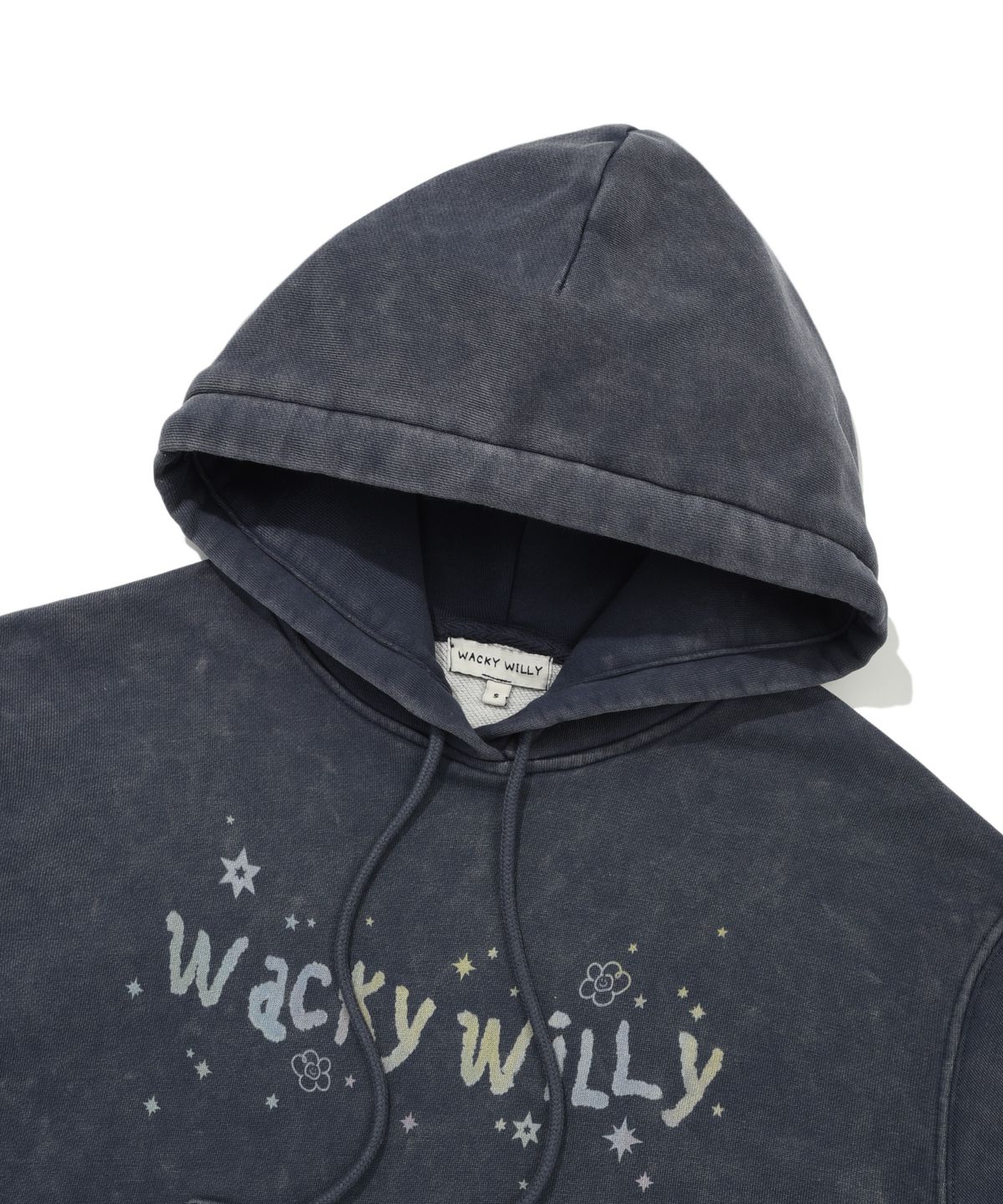 와키윌리(WACKY WILLY) 우먼스 스노우워싱 그래픽 크롭 후디 네이비