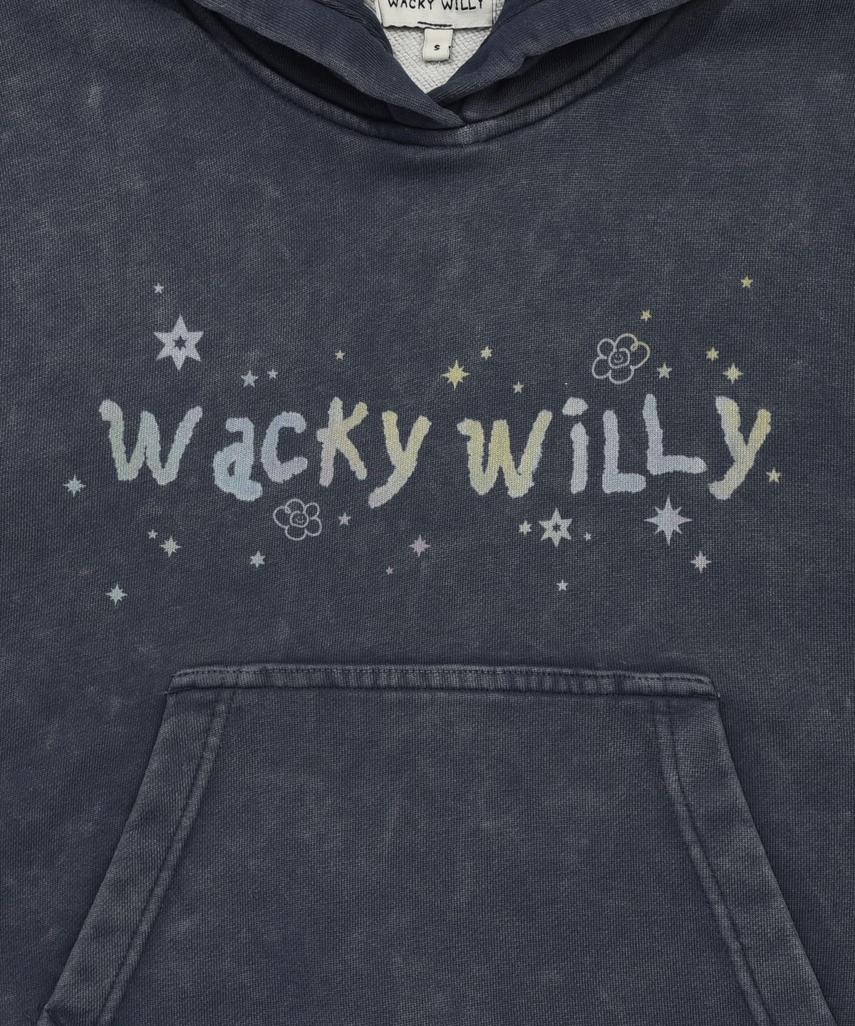 와키윌리(WACKY WILLY) 우먼스 스노우워싱 그래픽 크롭 후디 네이비