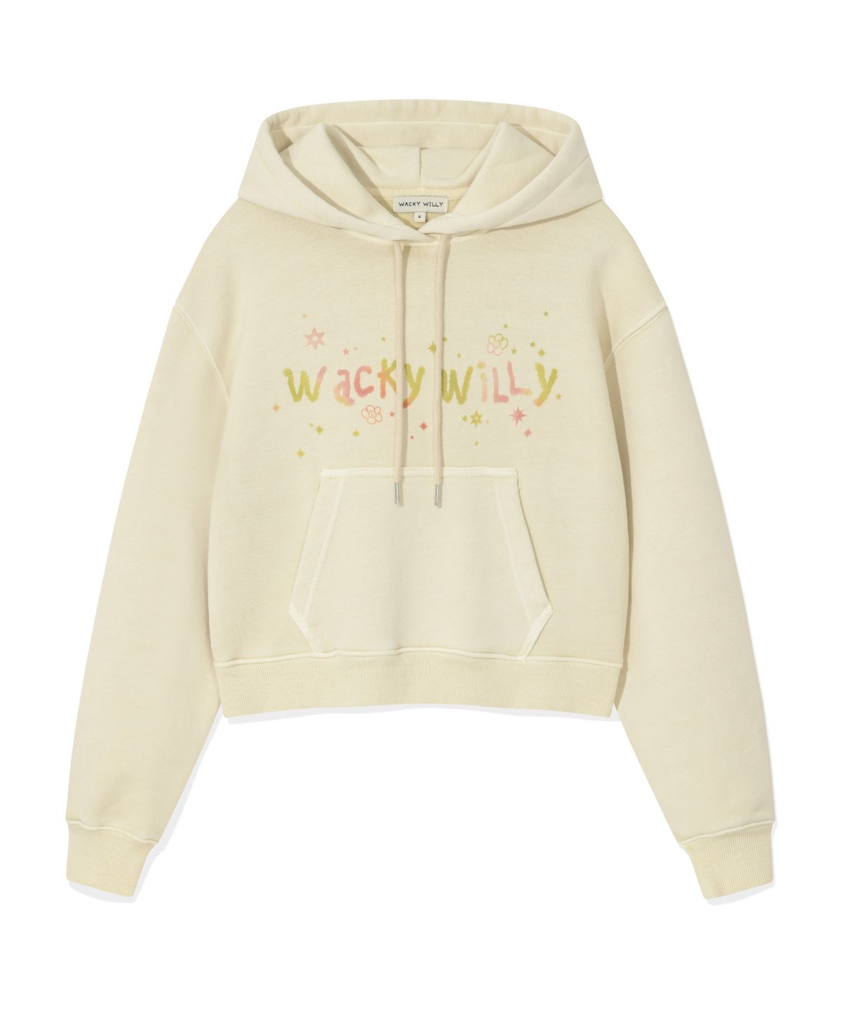 와키윌리(WACKY WILLY) 우먼스 스노우워싱 그래픽 크롭 후디 베이지