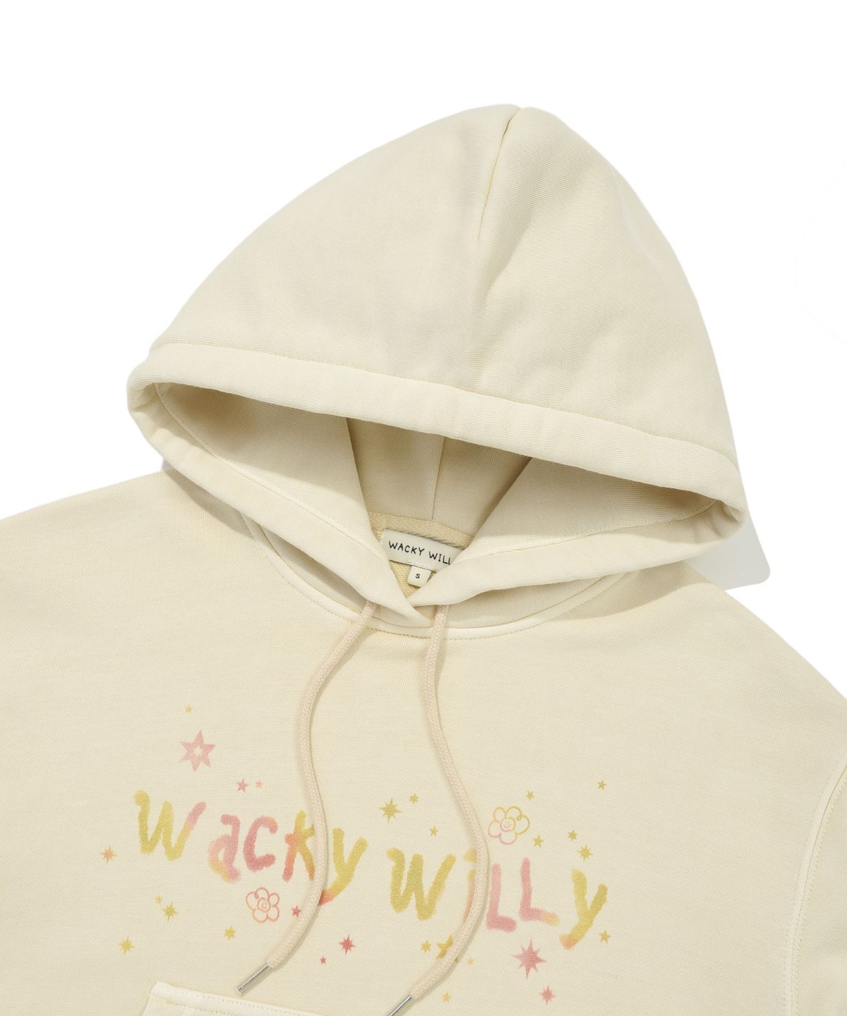 와키윌리(WACKY WILLY) 우먼스 스노우워싱 그래픽 크롭 후디 베이지