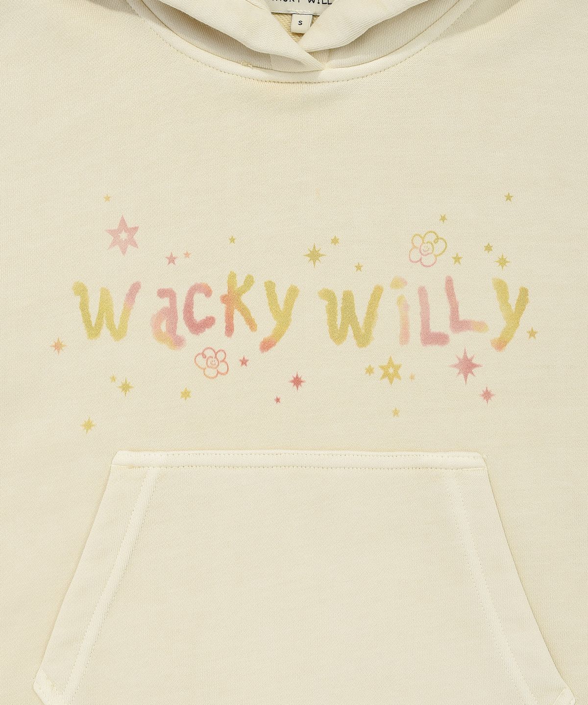 와키윌리(WACKY WILLY) 우먼스 스노우워싱 그래픽 크롭 후디 베이지