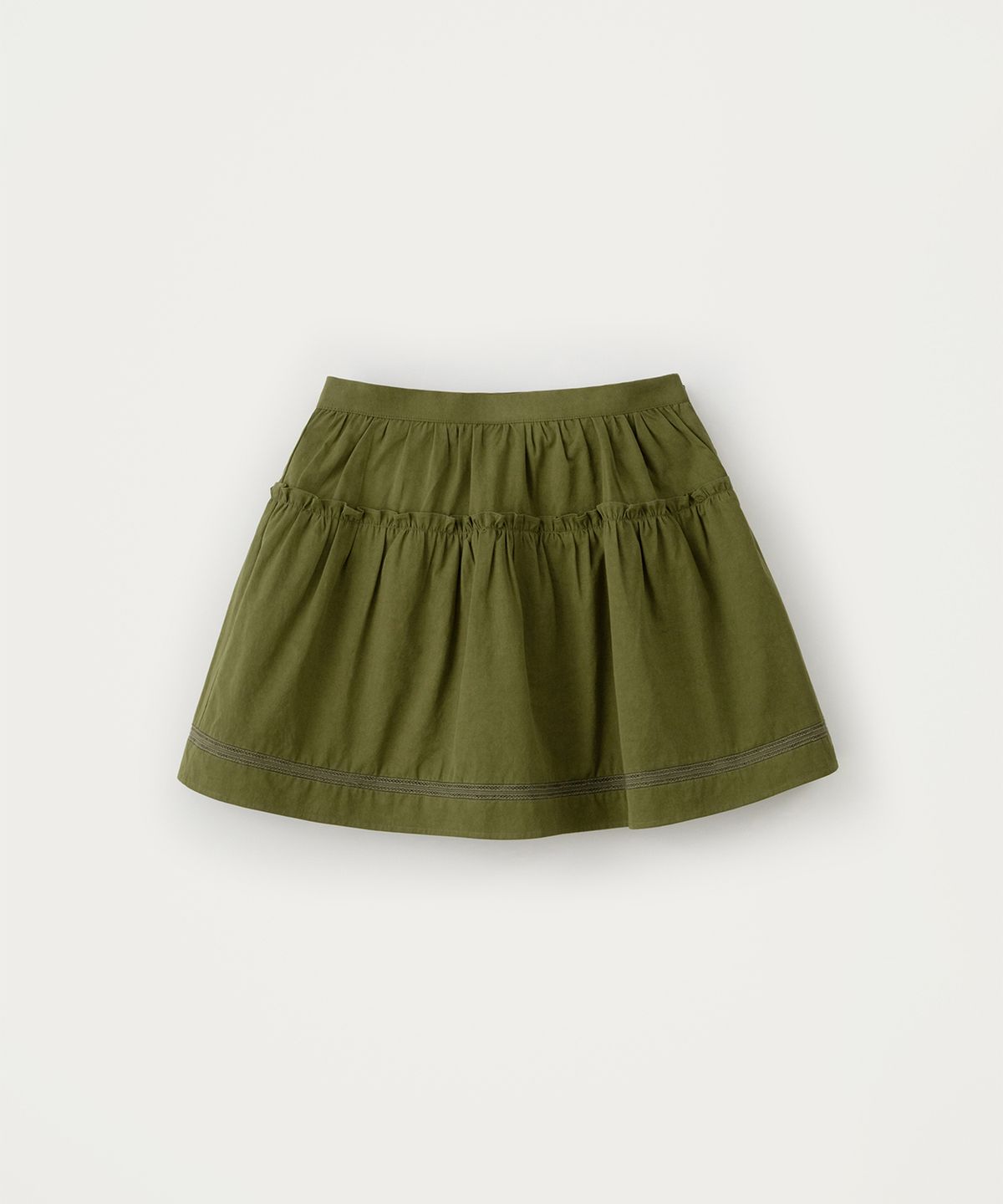 썸웨어버터(SOMEWHEREBUTTER) Soy Shirring Mini Skirt - Khaki