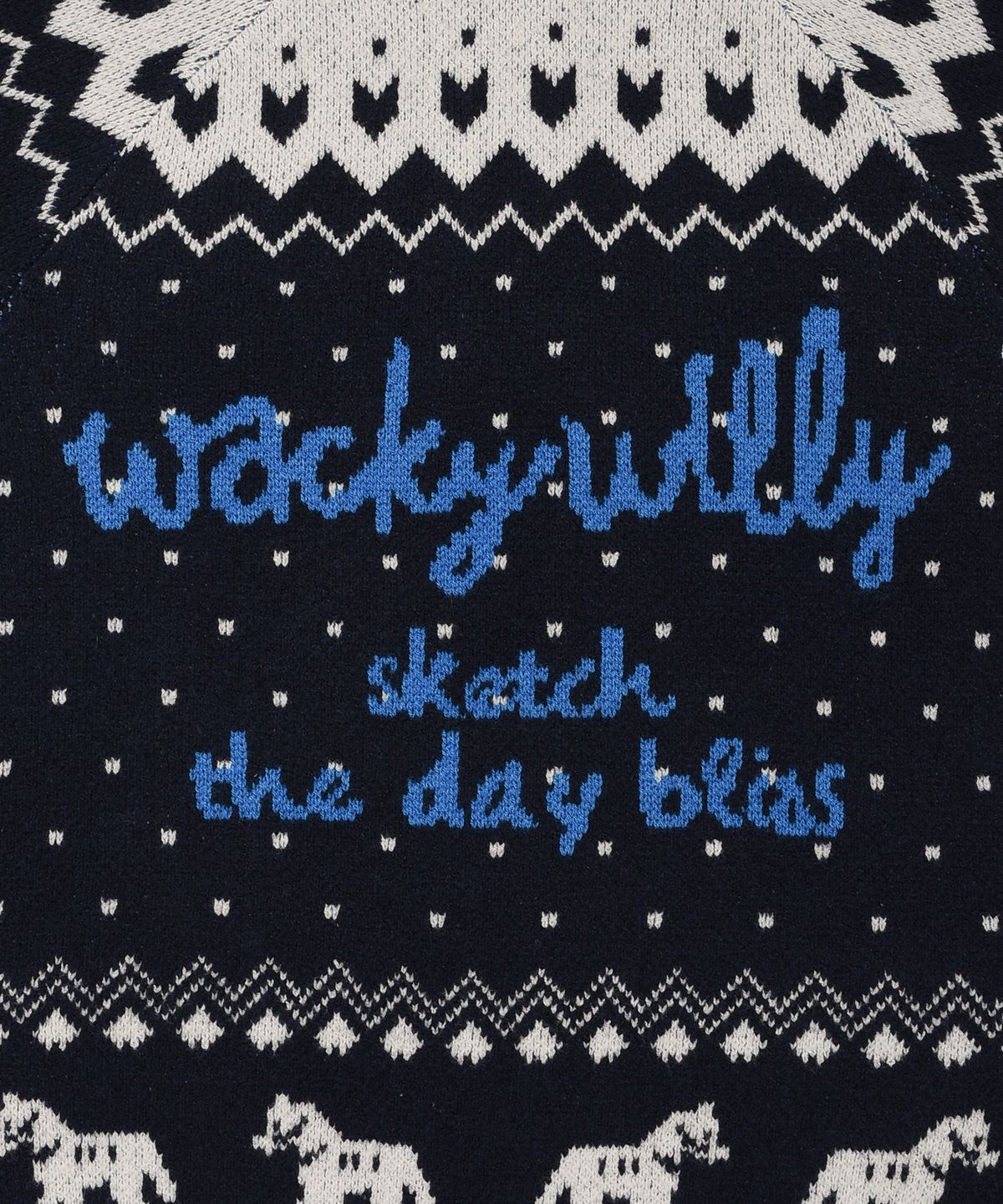와키윌리(WACKY WILLY) 우먼스 노르딕 패턴 후드 가디건 네이비