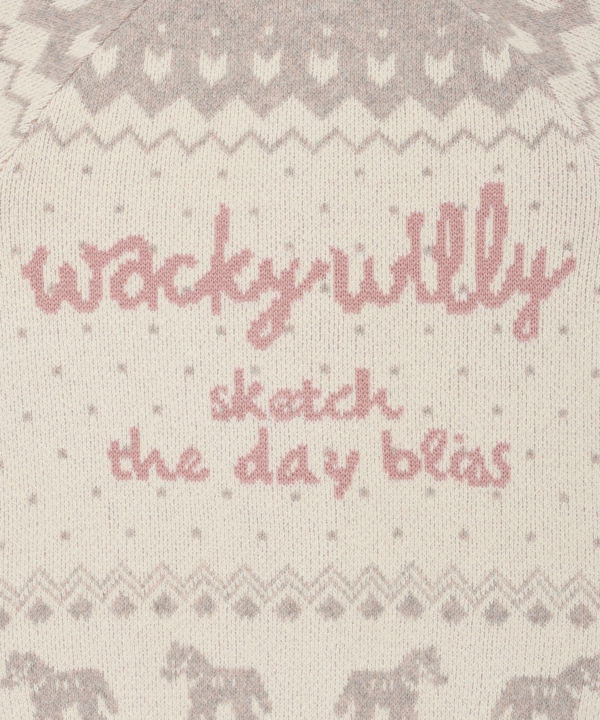 와키윌리(WACKY WILLY) 우먼스 노르딕 패턴 후드 가디건 크림