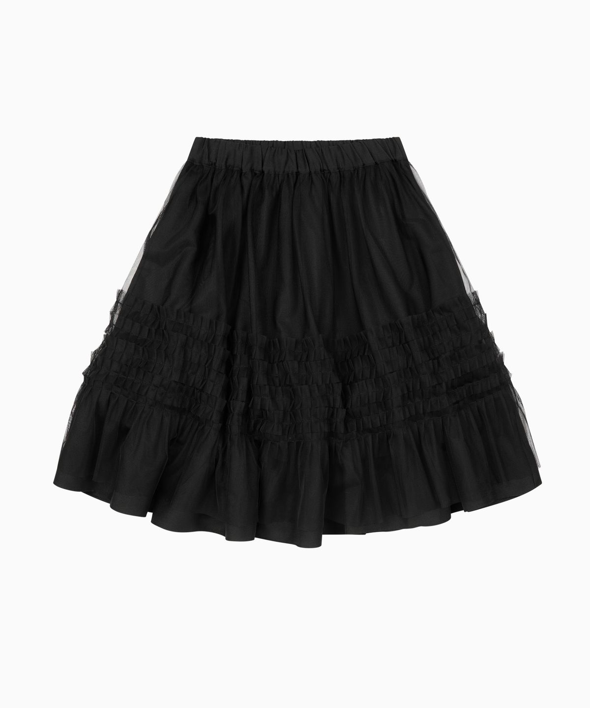 오헤시오(OHESHIO) LAYERED SHEER FRILL SKIRT, BLACK