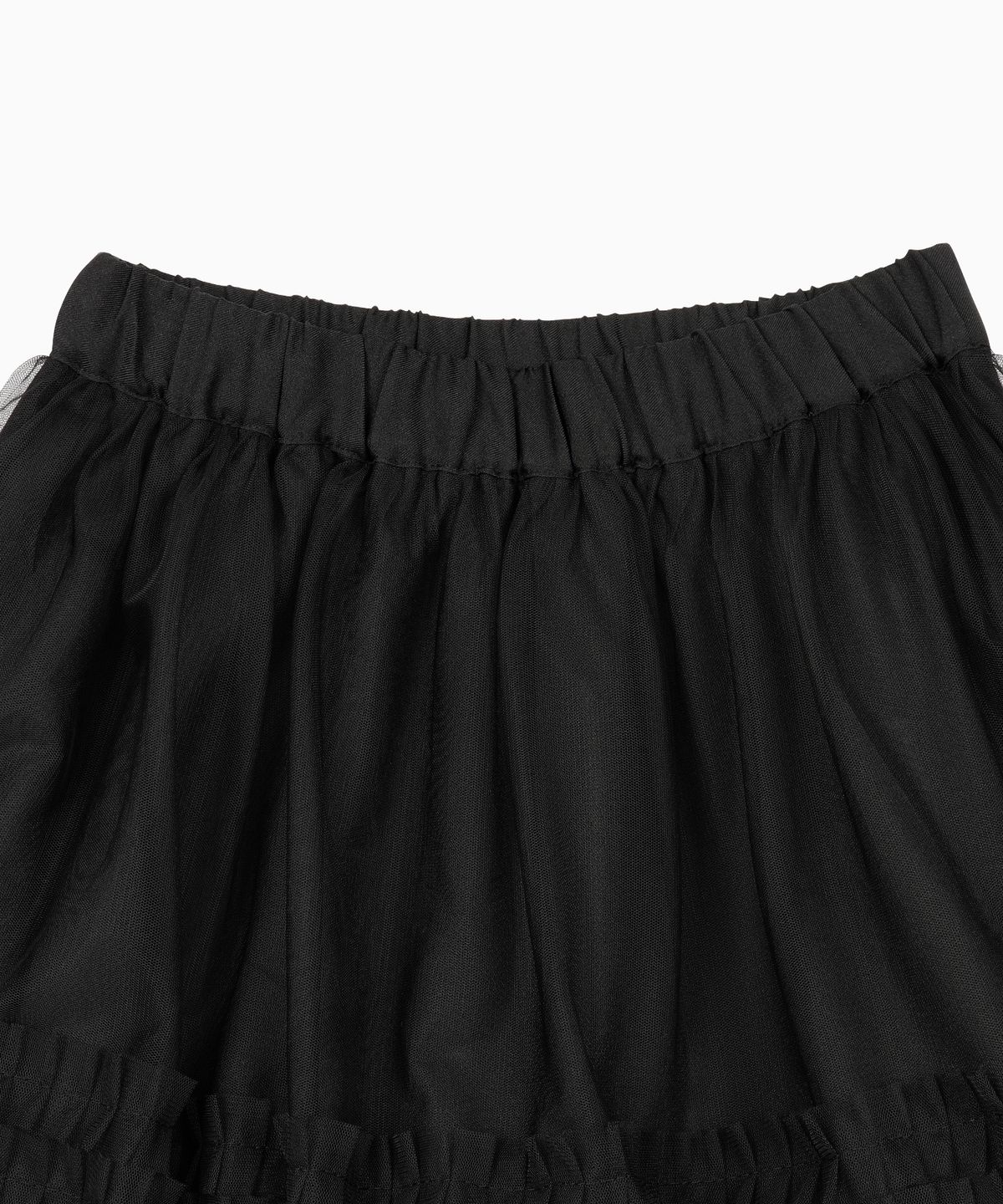 오헤시오(OHESHIO) LAYERED SHEER FRILL SKIRT, BLACK