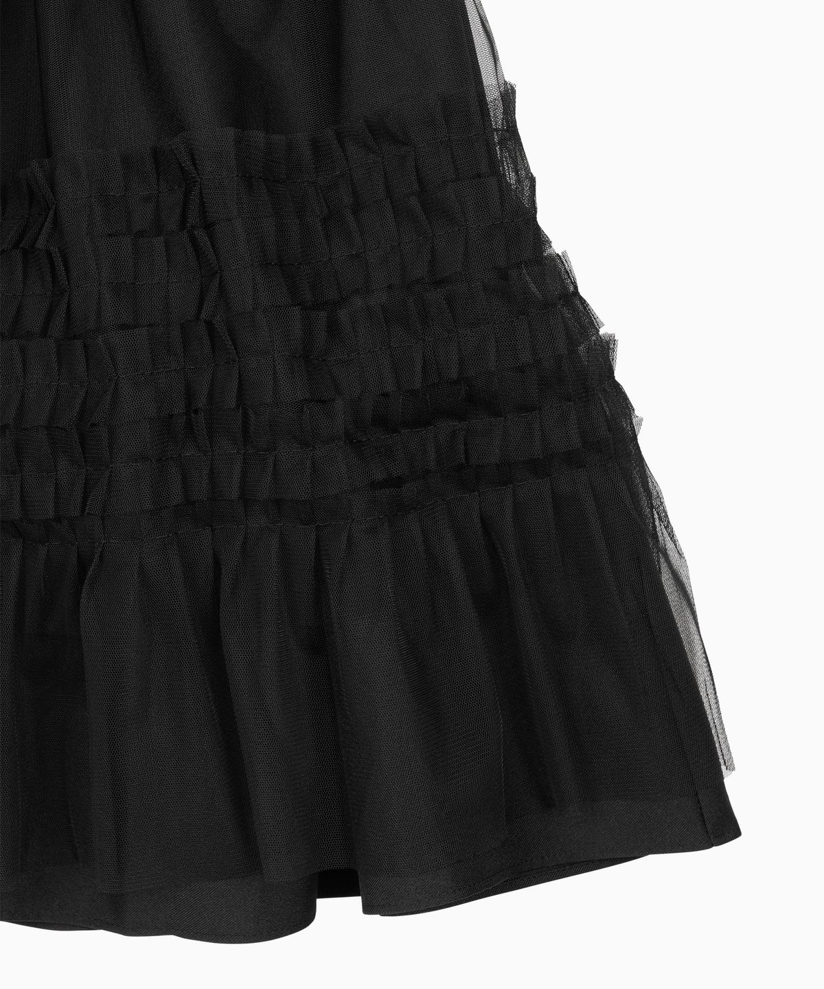 오헤시오(OHESHIO) LAYERED SHEER FRILL SKIRT, BLACK