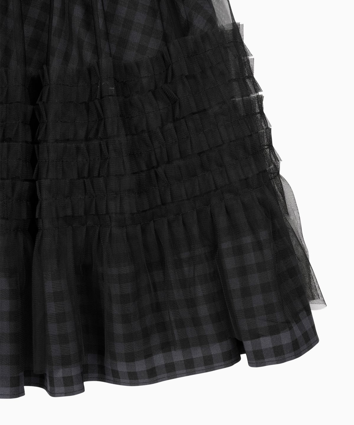 오헤시오(OHESHIO) LAYERED SHEER FRILL SKIRT, KHAKI CHECK