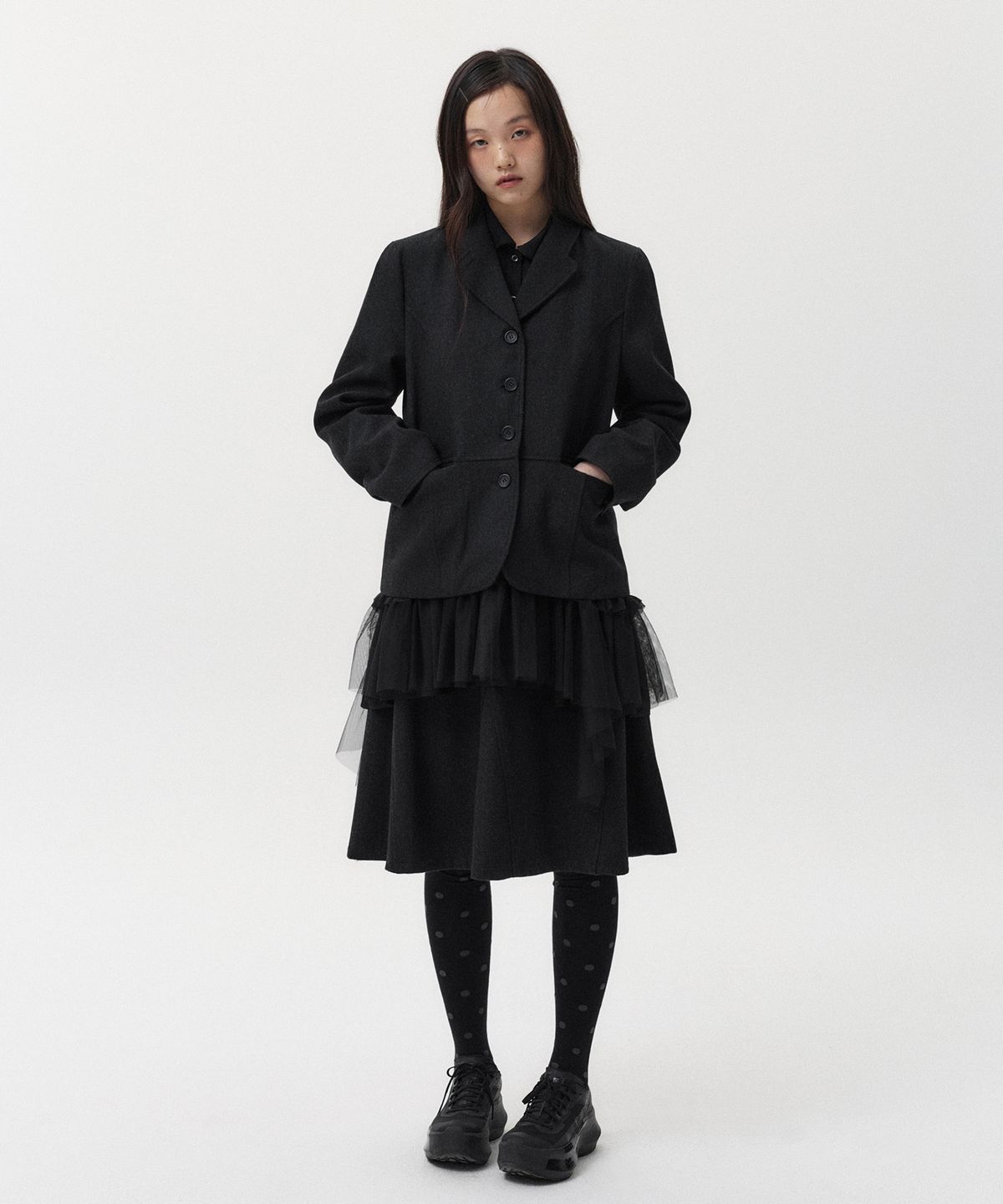 오헤시오(OHESHIO) DOT KNEE SOCKS, BLACK