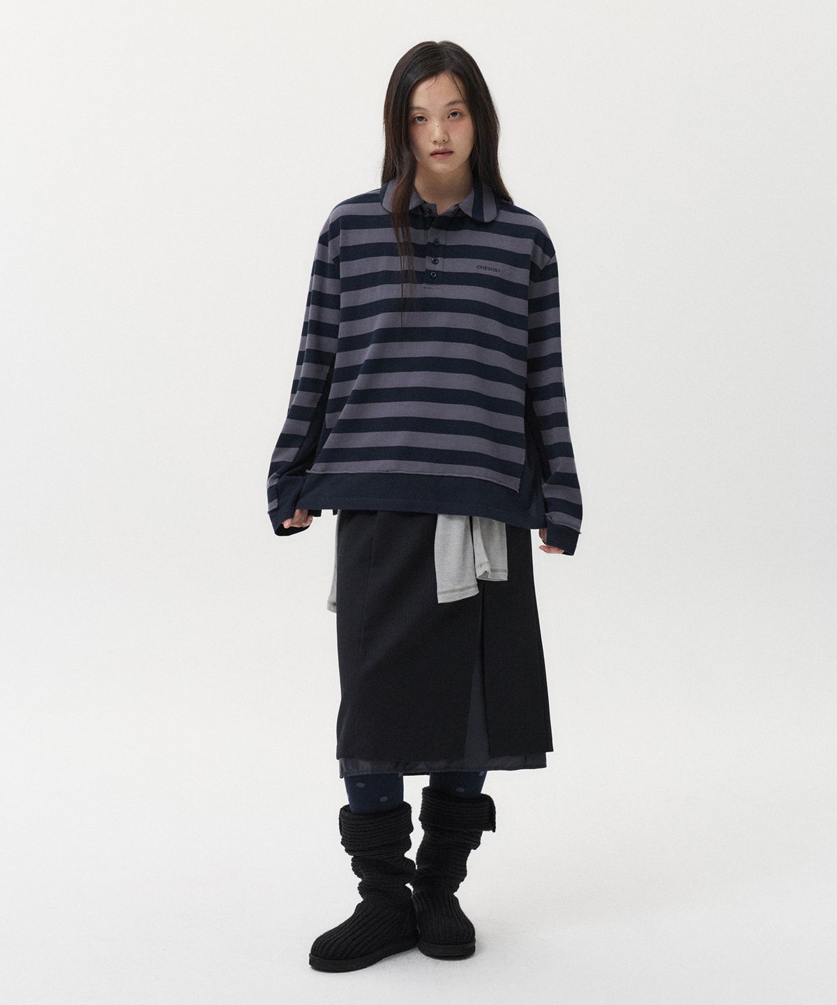 오헤시오(OHESHIO) DOT KNEE SOCKS, NAVY