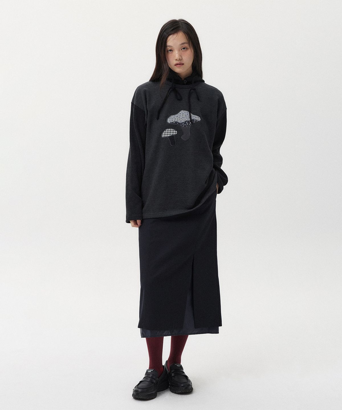 오헤시오(OHESHIO) STRIPED RIB SOCKS, BURGUNDY