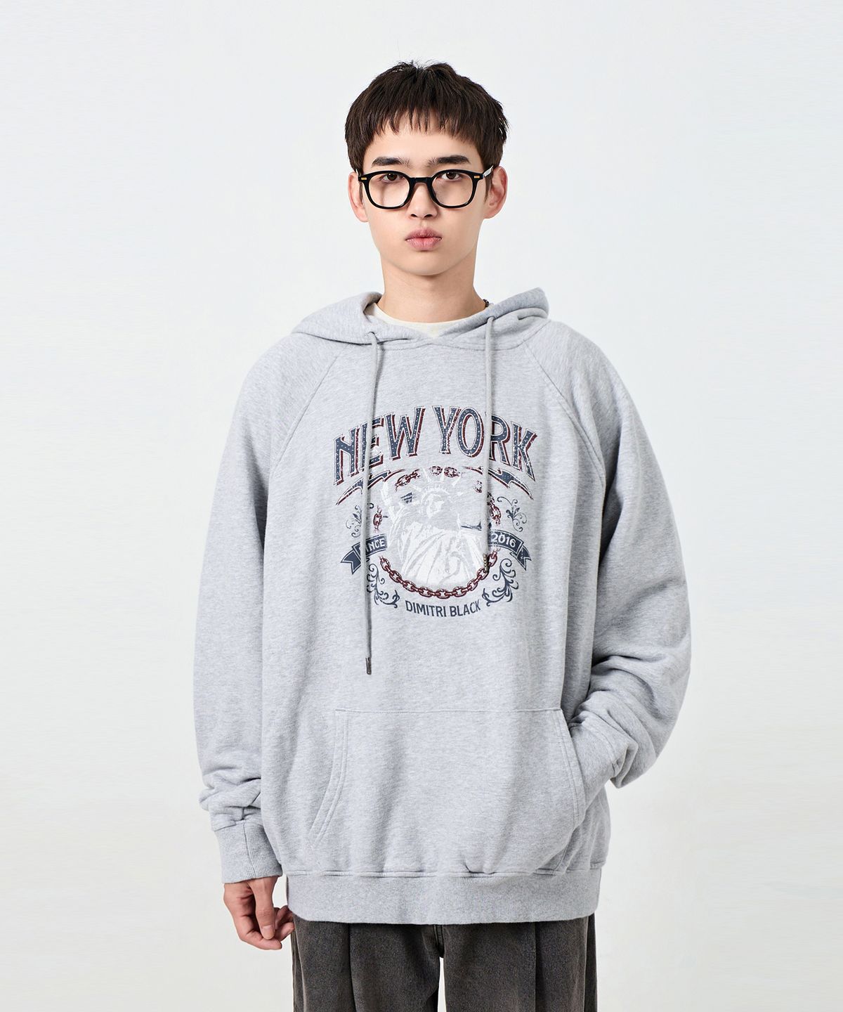 디미트리블랙(DIMITRI BLACK) NYC 후드 티셔츠_멜란지