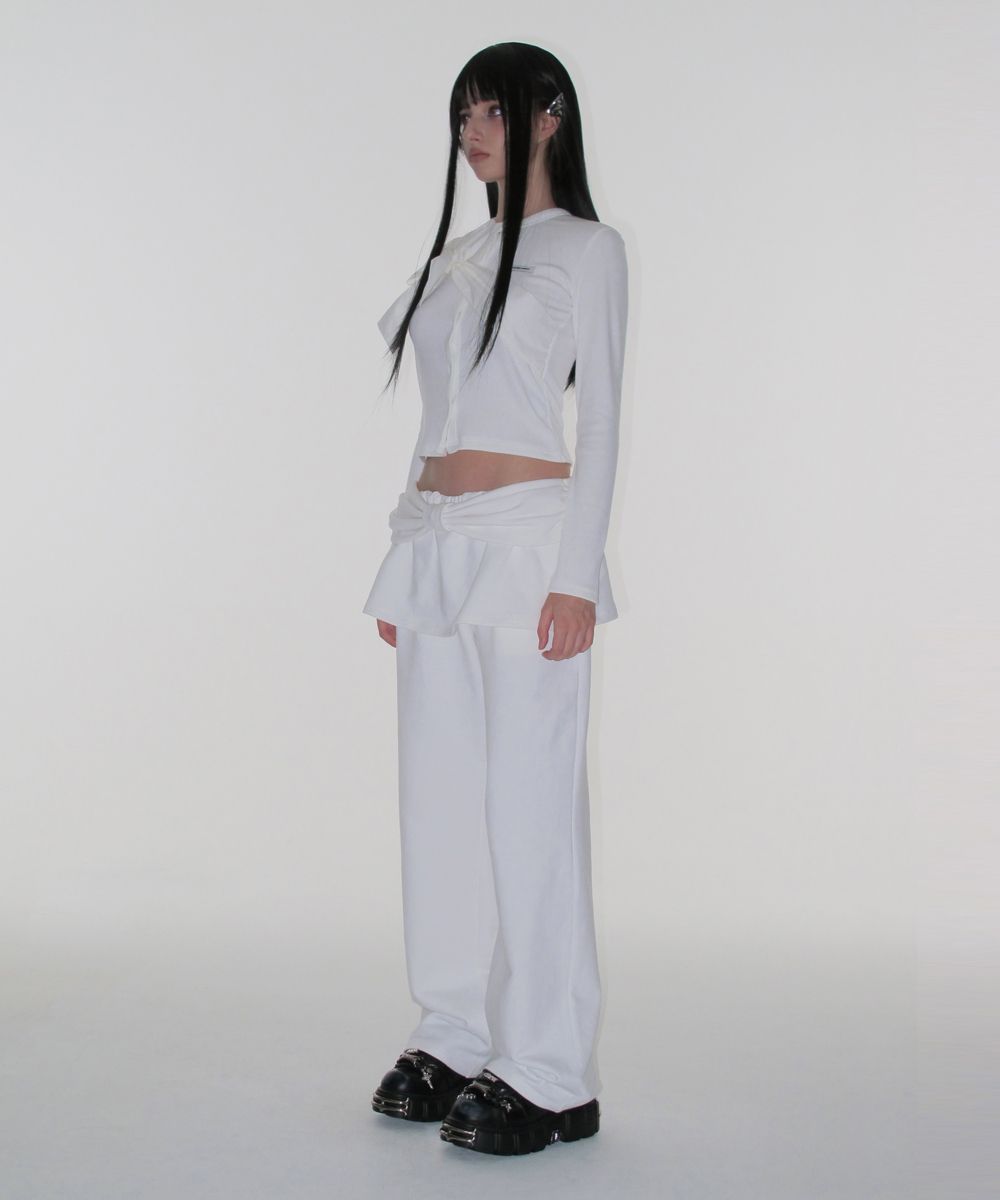 MUSINSA公式 | CRANK Ribbon Tide Knit Cardigan_White