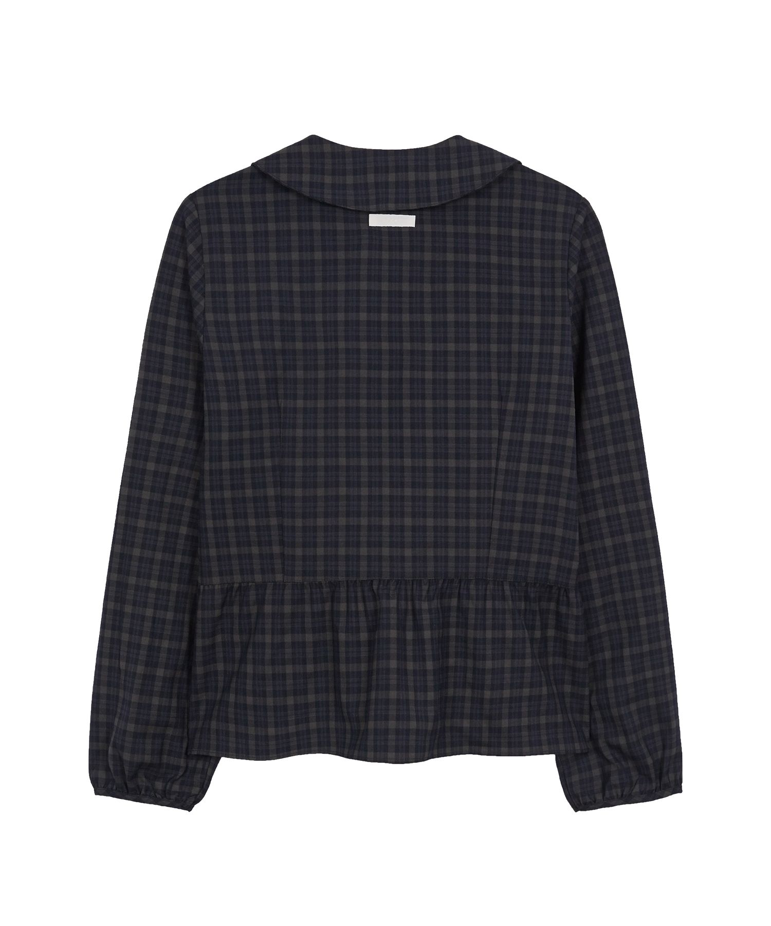 MUSINSA公式 | ILLIGO ラッフルラウンドシャツチェックネイビー