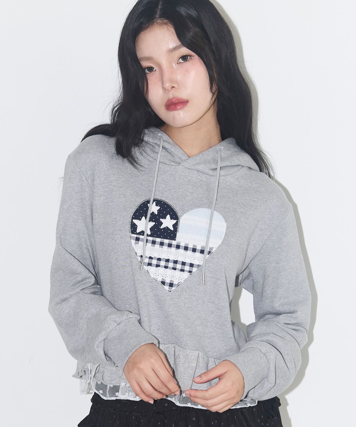 일리고(ILLIGO) 타이니 레이스 후드티 멜란지