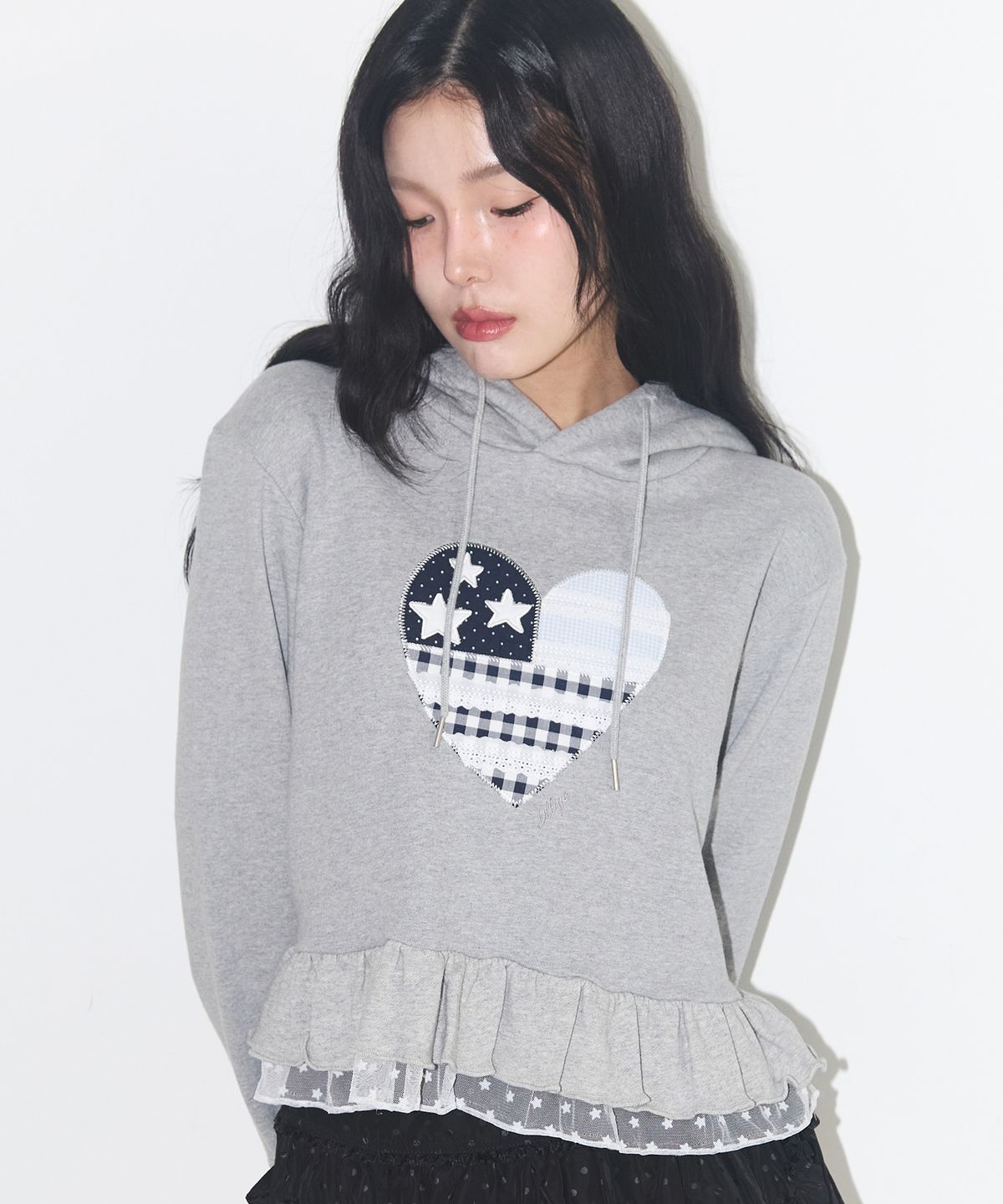 일리고(ILLIGO) 타이니 레이스 후드티 멜란지