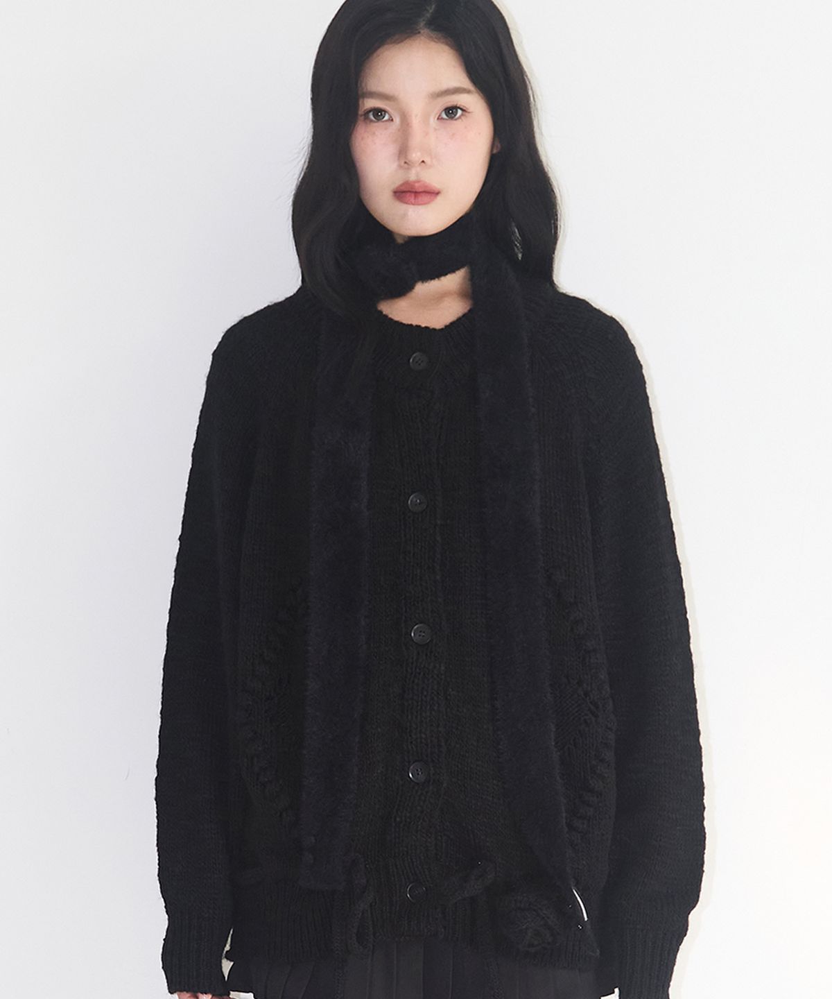 일리고(ILLIGO) 플레르 앙고라 머플러 블랙