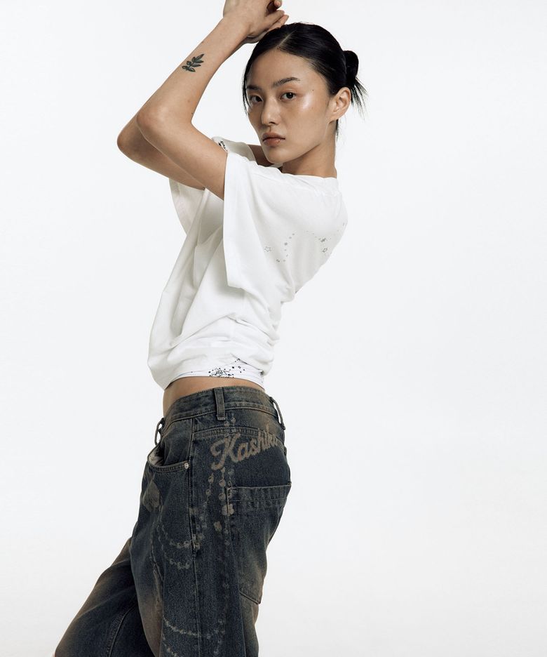 MUSINSA公式 | KASHIKO Chain Wide Denim Pants Rusty Blue