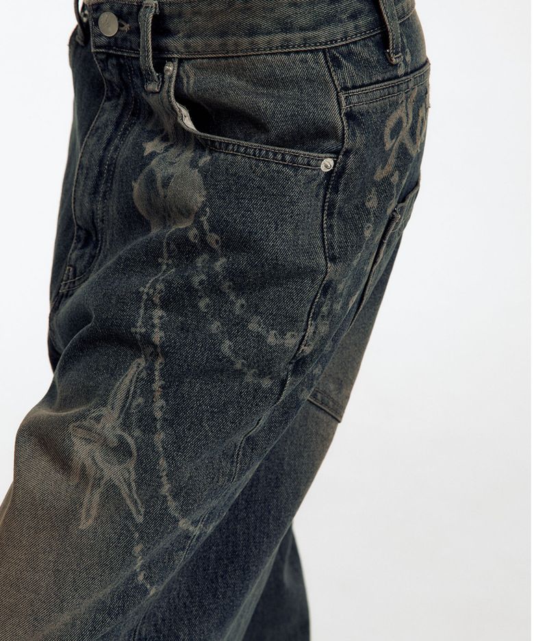 MUSINSA公式 | KASHIKO Chain Wide Denim Pants Rusty Blue
