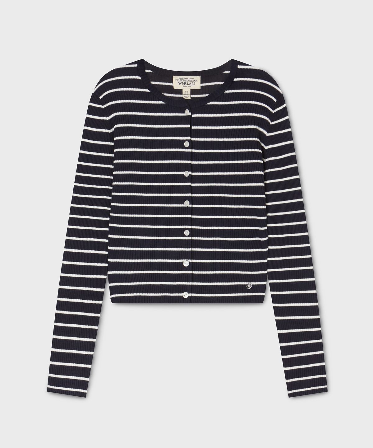 후아유(WHO.A.U) Ribbed Button Cardigan / WHCKG2441F