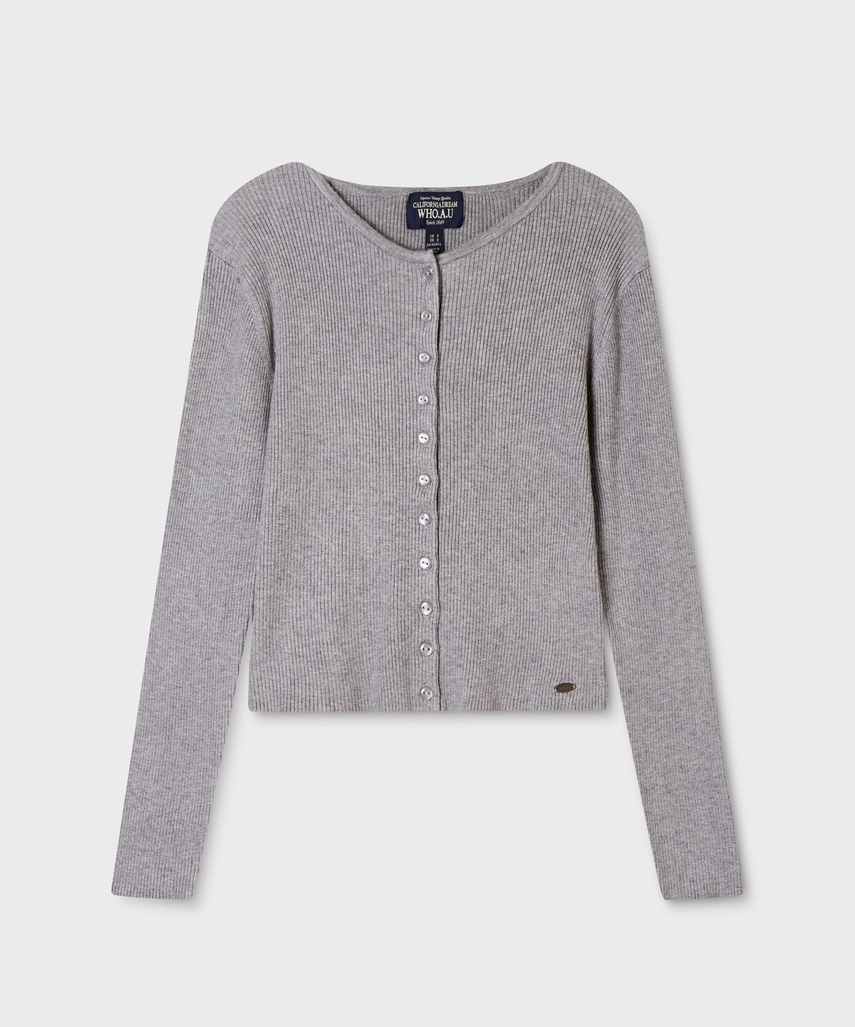 후아유(WHO.A.U) Ribbed Button Cardigan / WHCKG4822F